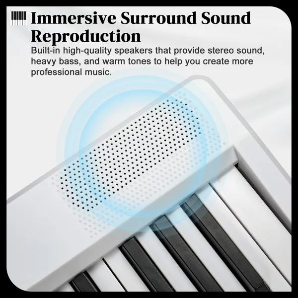 GPP-106 88 Key Folding Piano Semi-Weighted Standard Keyboards Digital Piano with MIDI Bluetooth, Handbag, Headphone, for Piano Lover White color view 5