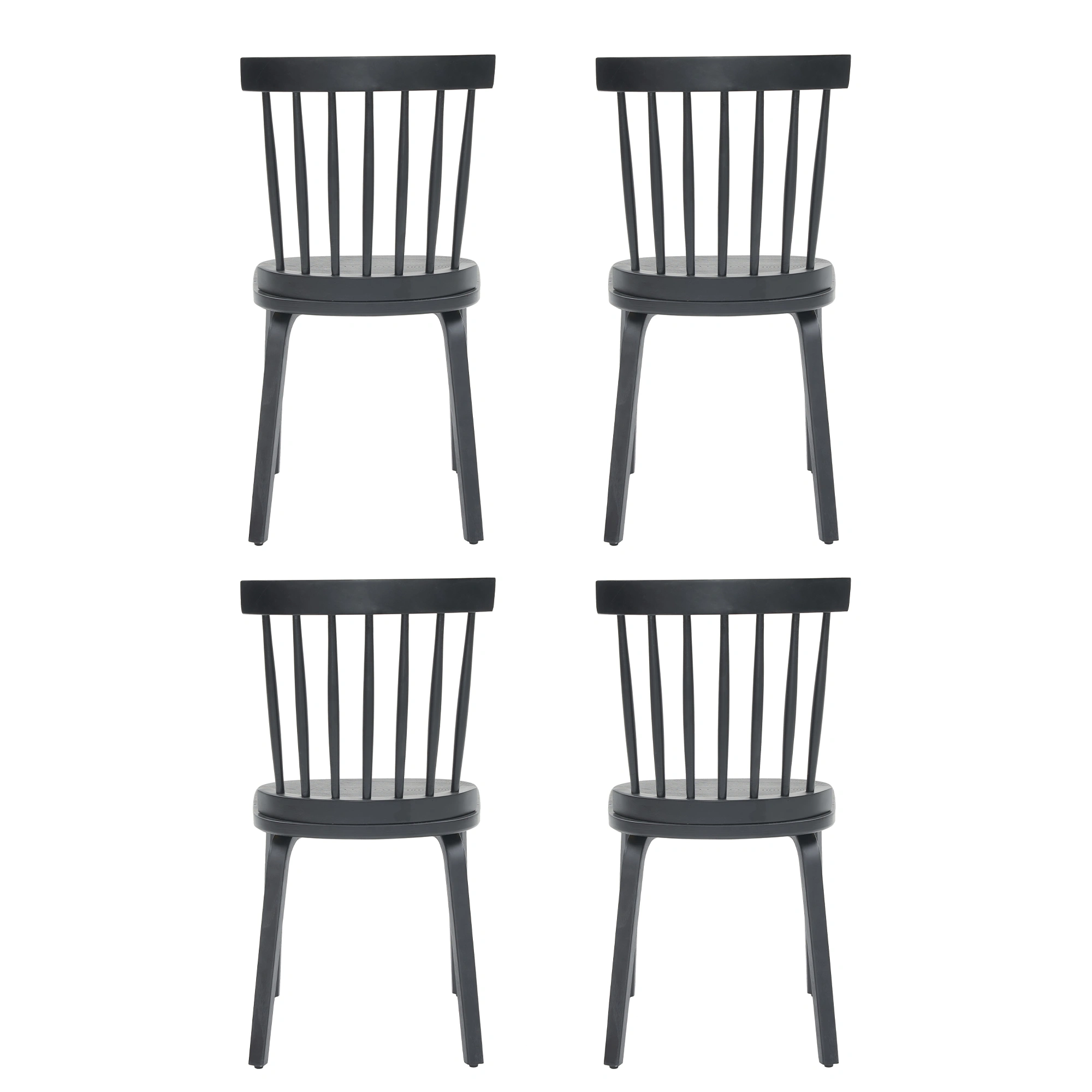 Windsor Dining Chairs Set of 4,Wood Farmhouse Spindle Back, Widen Seat, Mid-Century Modern French Country Style, for Living Room Restaurant, Black view 11