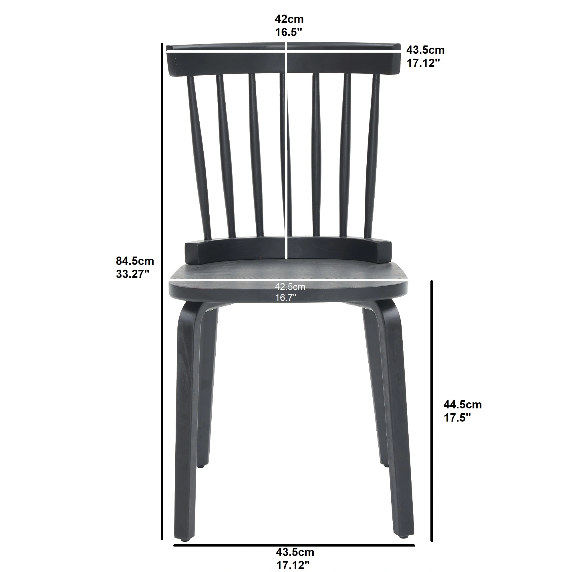 Windsor Dining Chairs Set of 4,Wood Farmhouse Spindle Back, Widen Seat, Mid-Century Modern French Country Style, for Living Room Restaurant, Black view 12