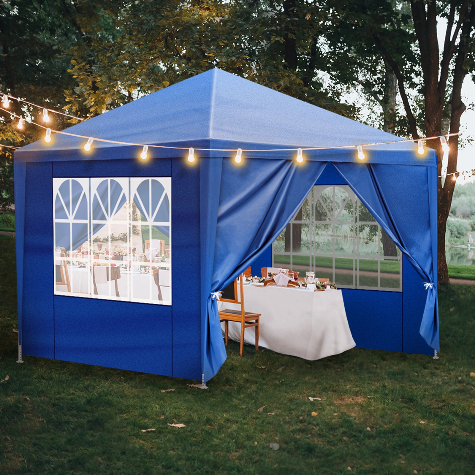 10'x10' Gazebo Waterproof Outdoor Canopy Patio Tent Party Tent for Wedding BBQ Cater, Blue view 14