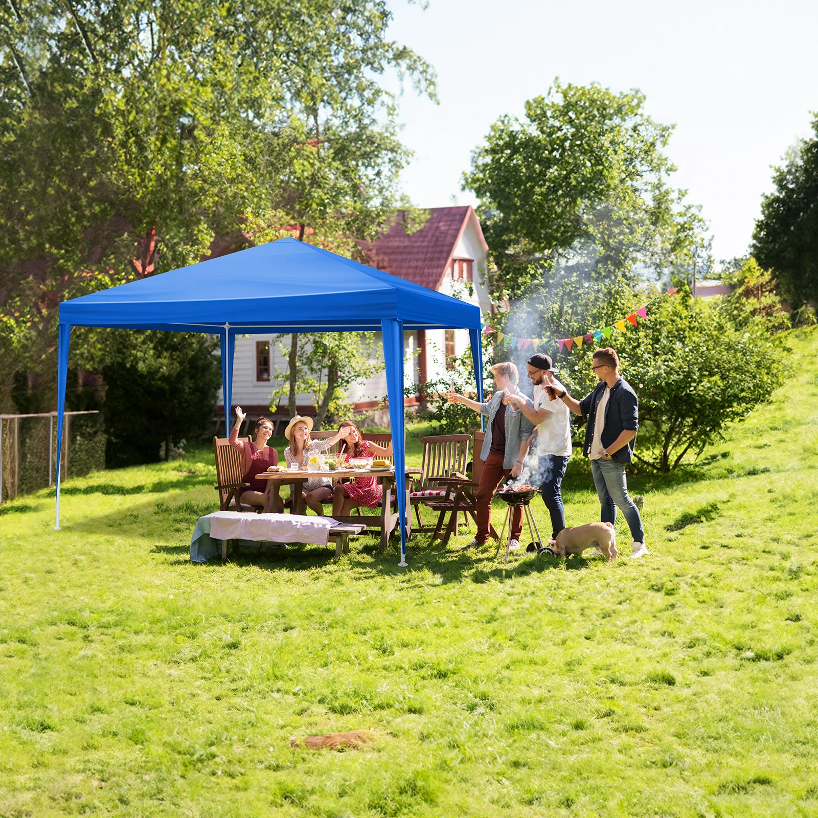 10'x10' Gazebo Waterproof Outdoor Canopy Patio Tent Party Tent for Wedding BBQ Cater, Blue view 16