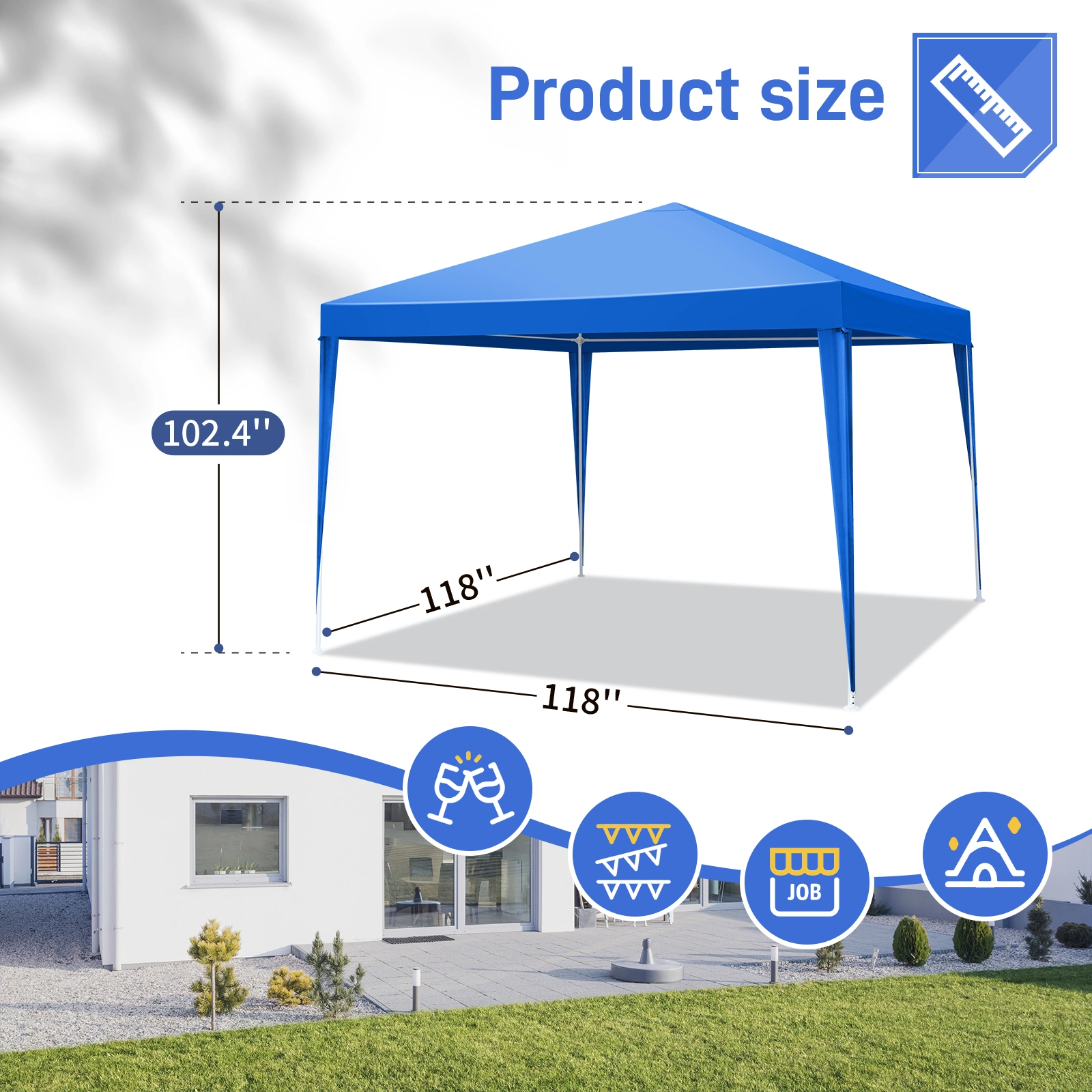 10'x10' Gazebo Waterproof Outdoor Canopy Patio Tent Party Tent for Wedding BBQ Cater, Blue view 8