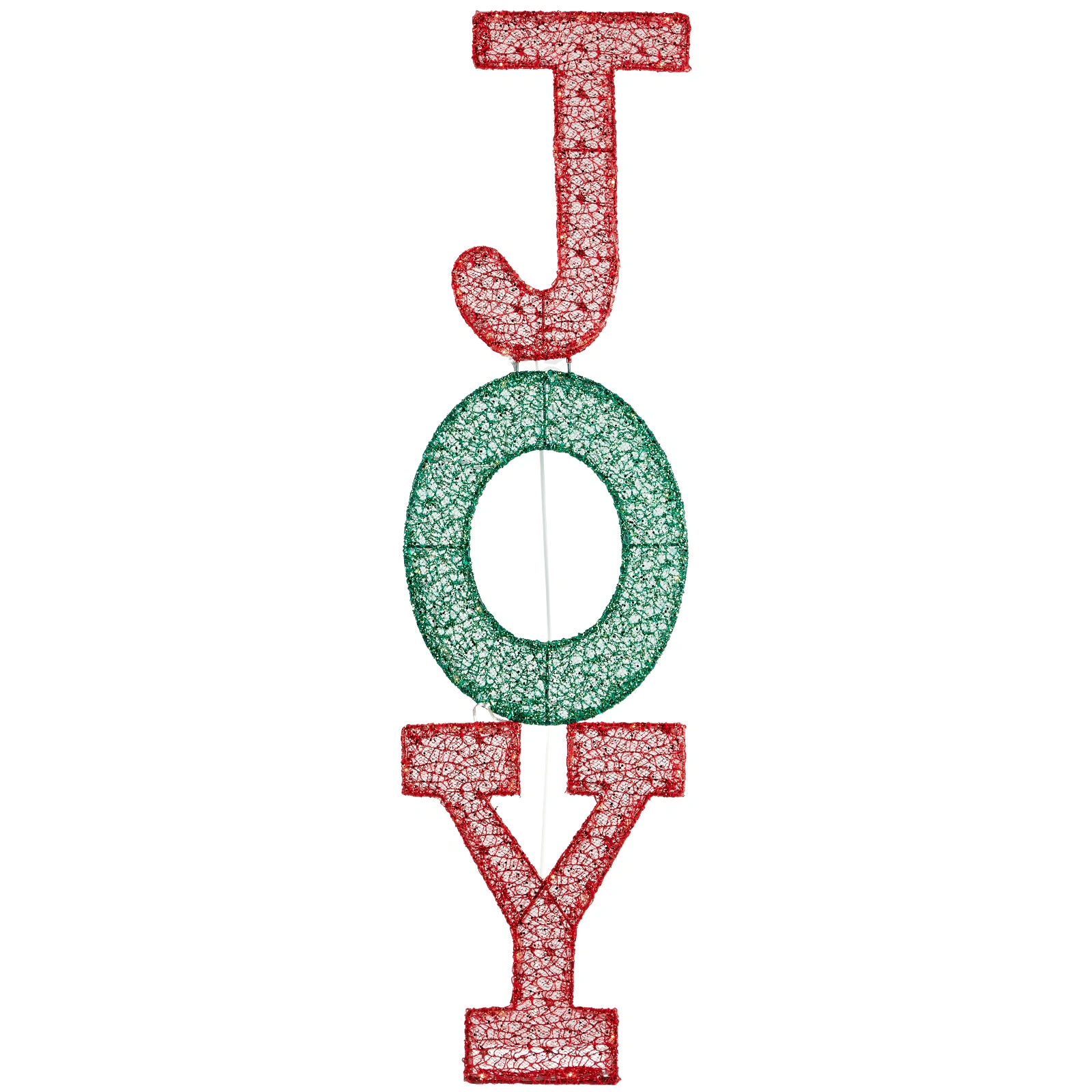 Lighted JOY Letter Sign, 45 LED Warm White Christmas Yard Decor, Pre-lit 2D Outdoor Indoor Holiday Display with Stakes