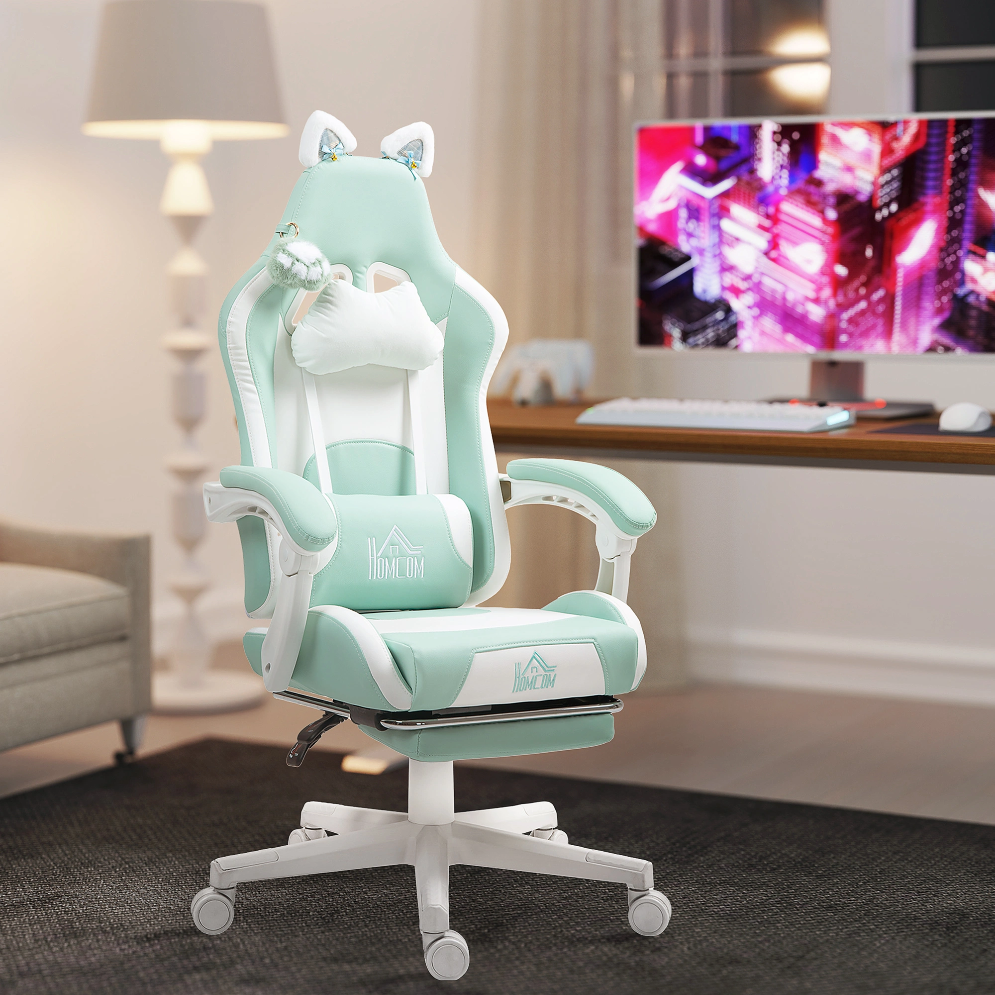 Ergonomic Gaming Chair for PC, Racing Computer Chair with Lumbar Support, High Back Reclining Swivel Desk Chair