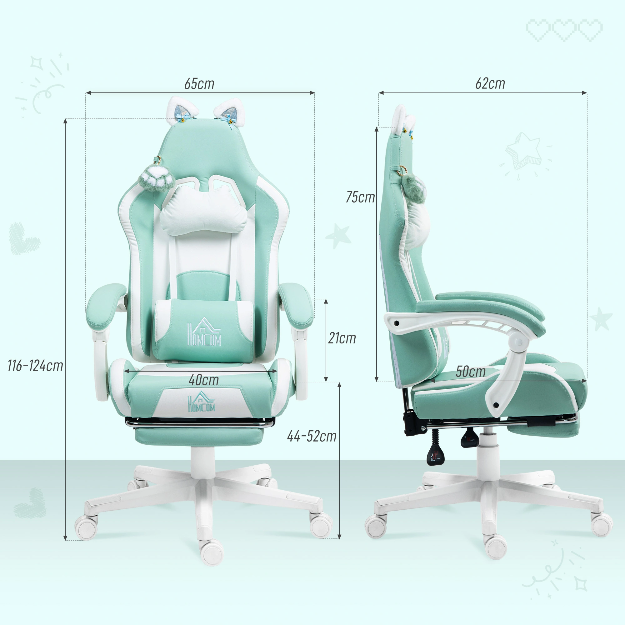 Ergonomic Gaming Chair for PC, Racing Computer Chair with Lumbar Support, High Back Reclining Swivel Desk Chair view 2