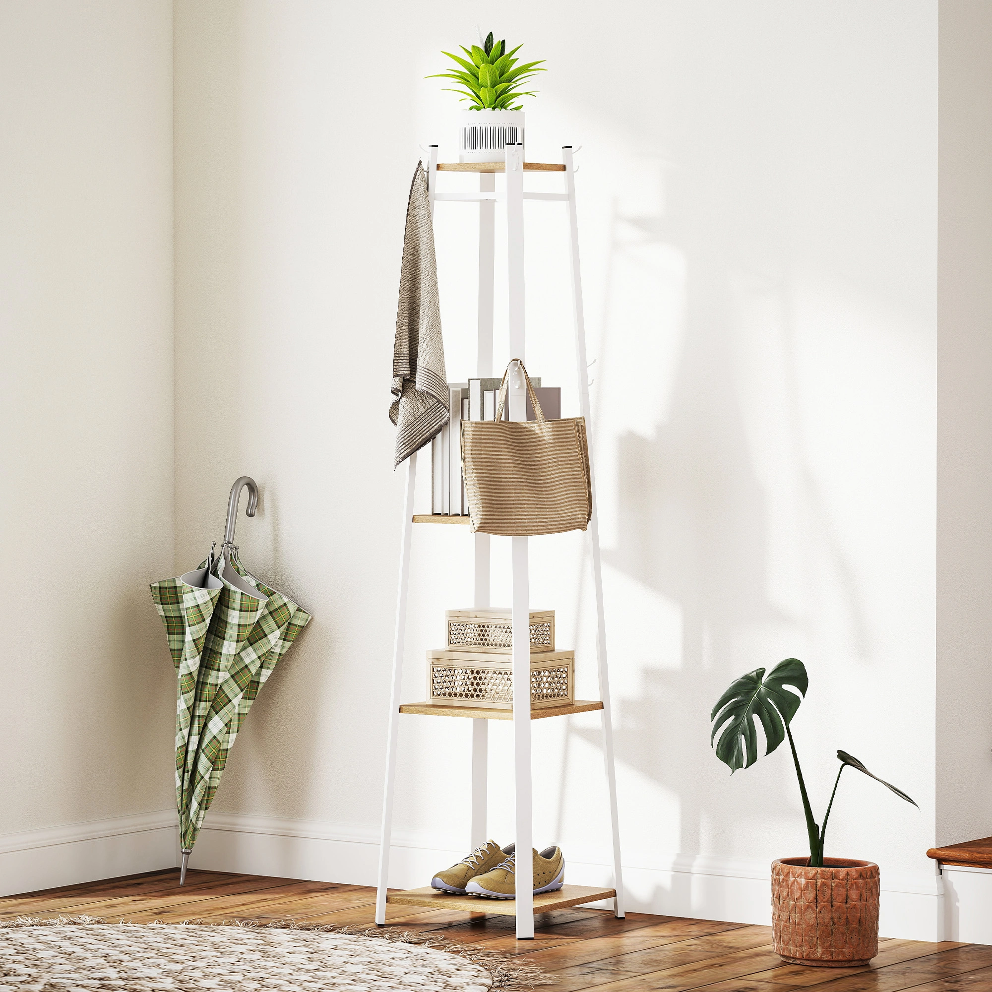 Heavy Duty Coat Rack Stand, Freestanding entryway coat tree with 8 Hooks for Living Room, Hallway, Bedroom, Black Metal view 5