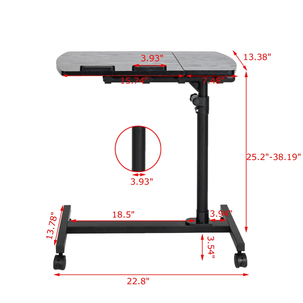 Four-Wheel Multifunctional Flat Surface Lifting Computer Desk Black view 17