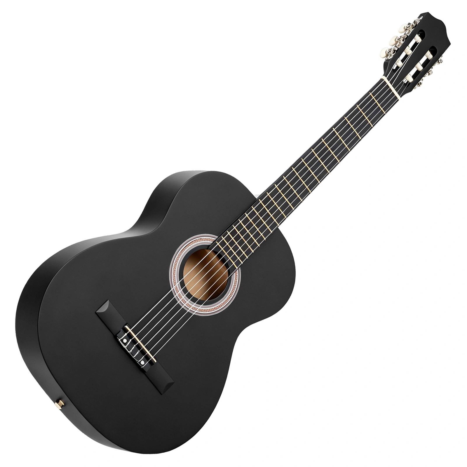 39 Inch Round Barrel Basswood Classical Folk Guitar (Matte Black)including gig bag, spare strings, picks, capo, tuner, and strap. view 13