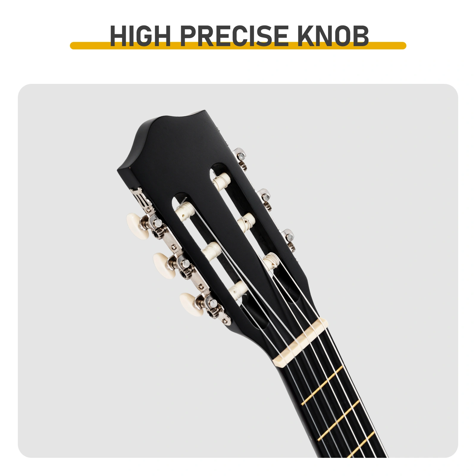39 Inch Round Barrel Basswood Classical Folk Guitar (Matte Black)including gig bag, spare strings, picks, capo, tuner, and strap. view 4