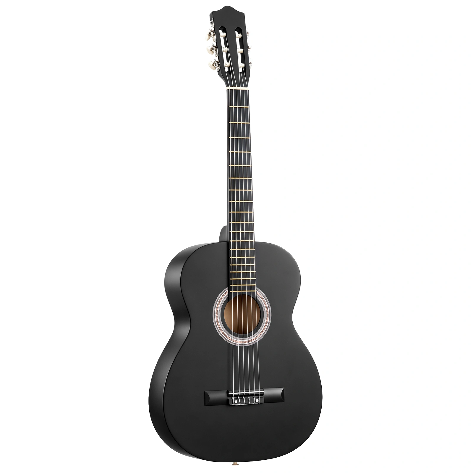 39 Inch Round Barrel Basswood Classical Folk Guitar (Matte Black)including gig bag, spare strings, picks, capo, tuner, and strap. view 5