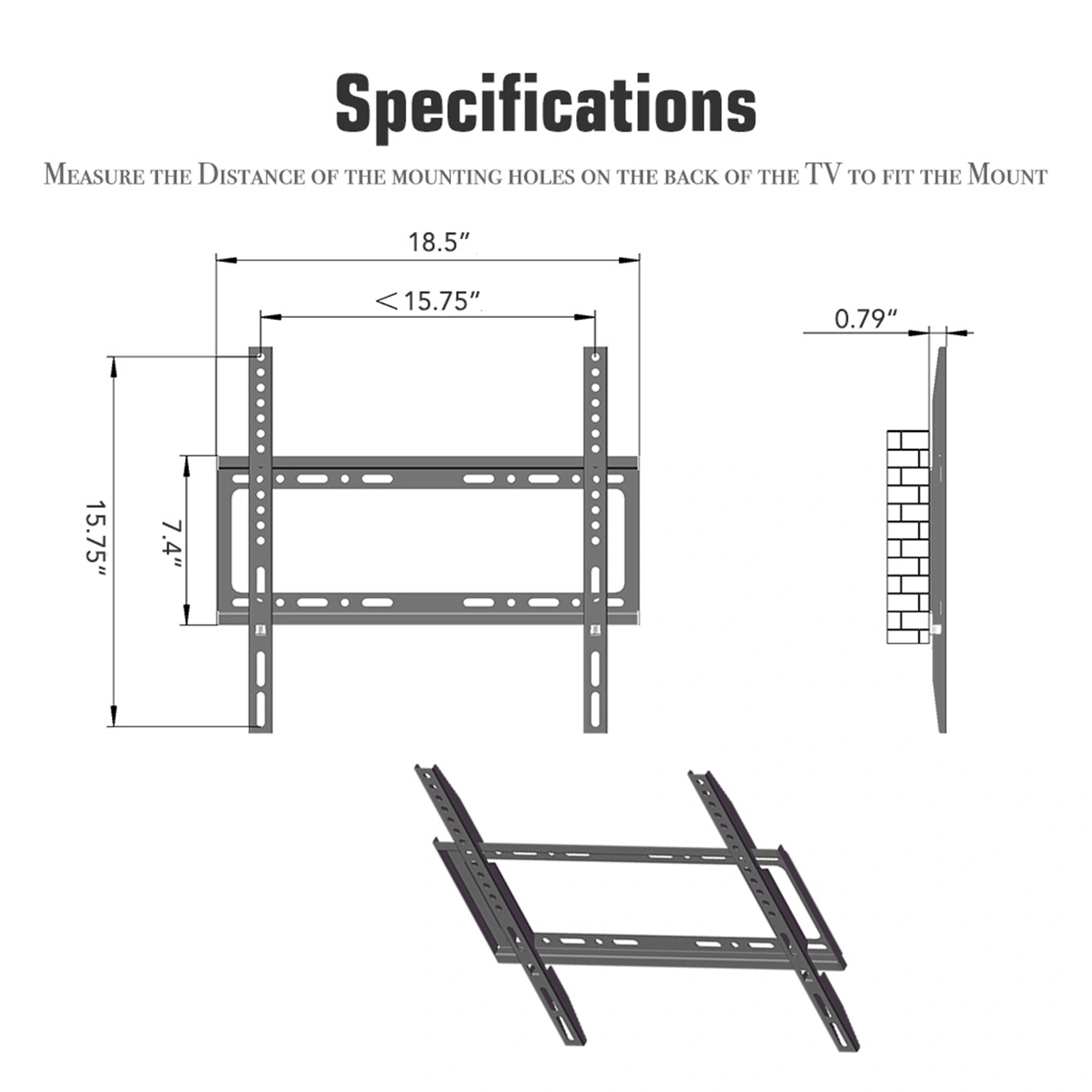 26-55" Wall Mount Bracket TV Mount TMW4040 with Sprit Bubble view 12