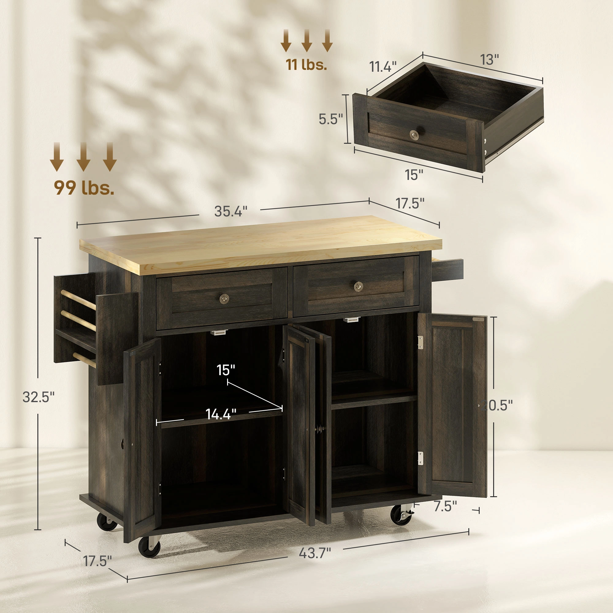Modern Kitchen Storage Cabinet, Freestanding Pantry Cupboard with Shelves & Doors, Space-Saving Organizer view 2