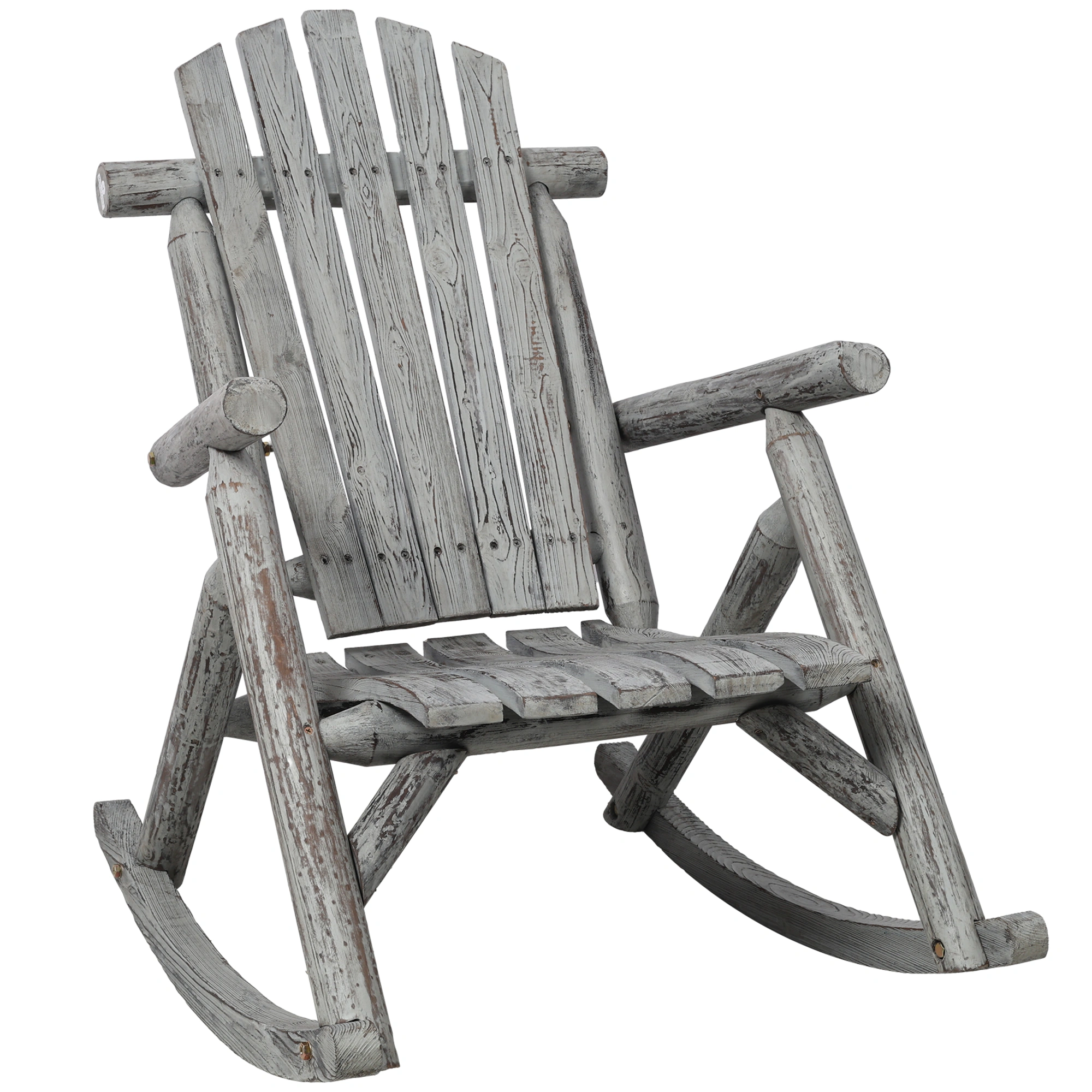 Wooden Porch Rocking Chair, Fir Wood Garden Rocker for Patio Outdoor Seating, Light Gray