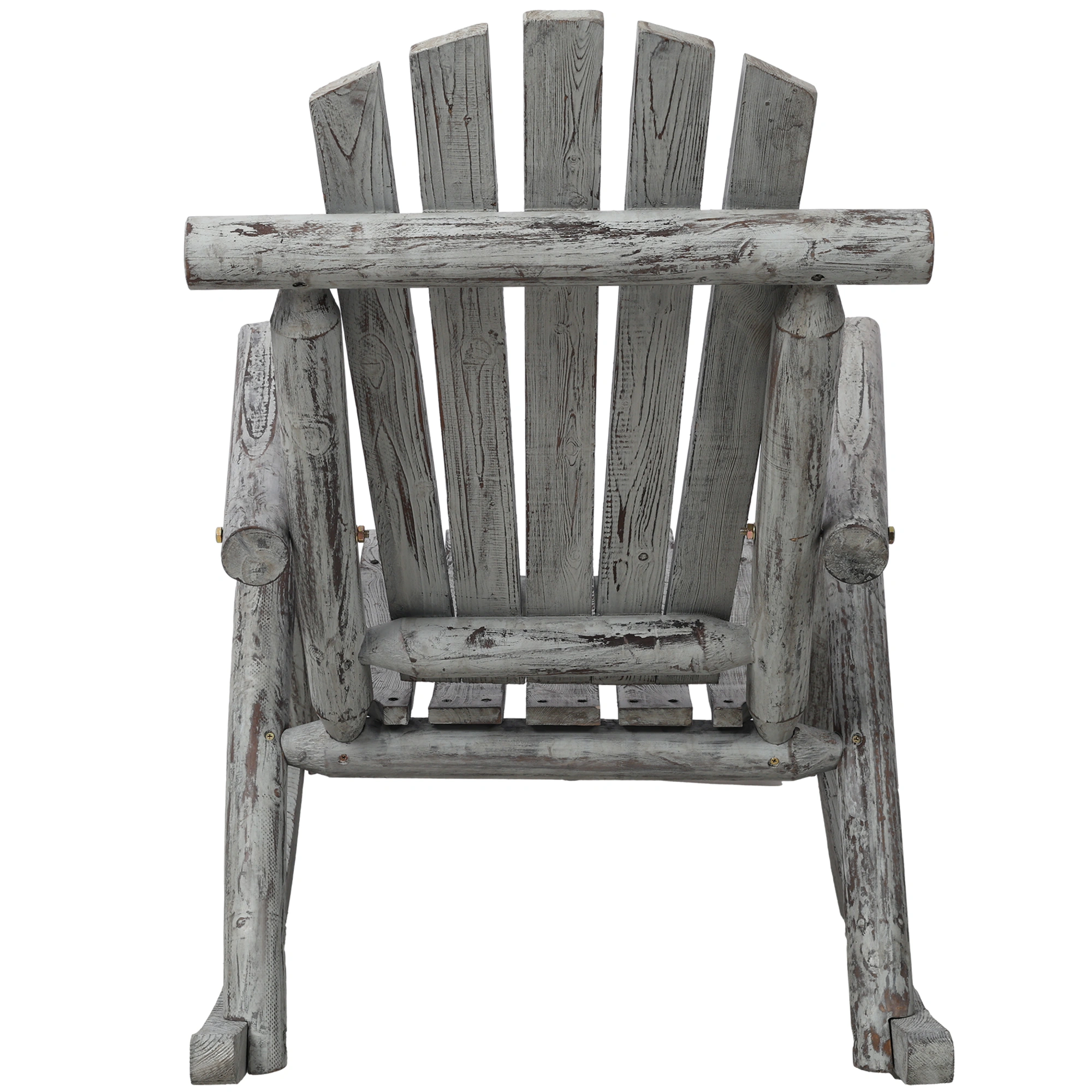 Wooden Porch Rocking Chair, Fir Wood Garden Rocker for Patio Outdoor Seating, Light Gray view 9