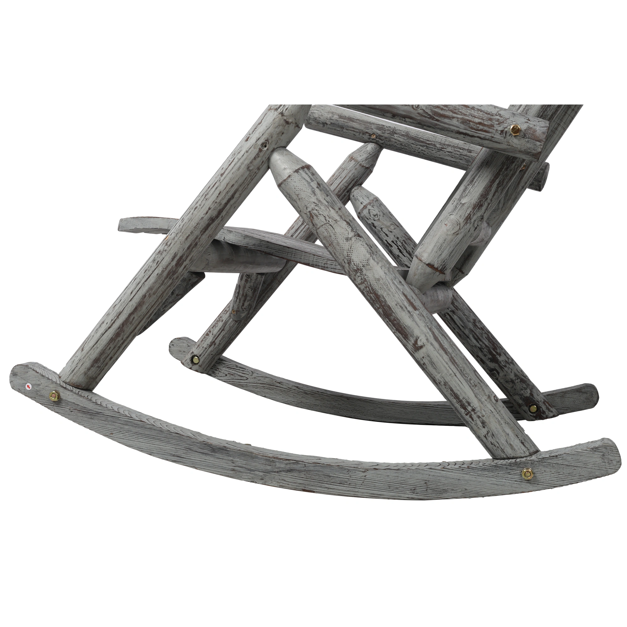Wooden Porch Rocking Chair, Fir Wood Garden Rocker for Patio Outdoor Seating, Light Gray view 12