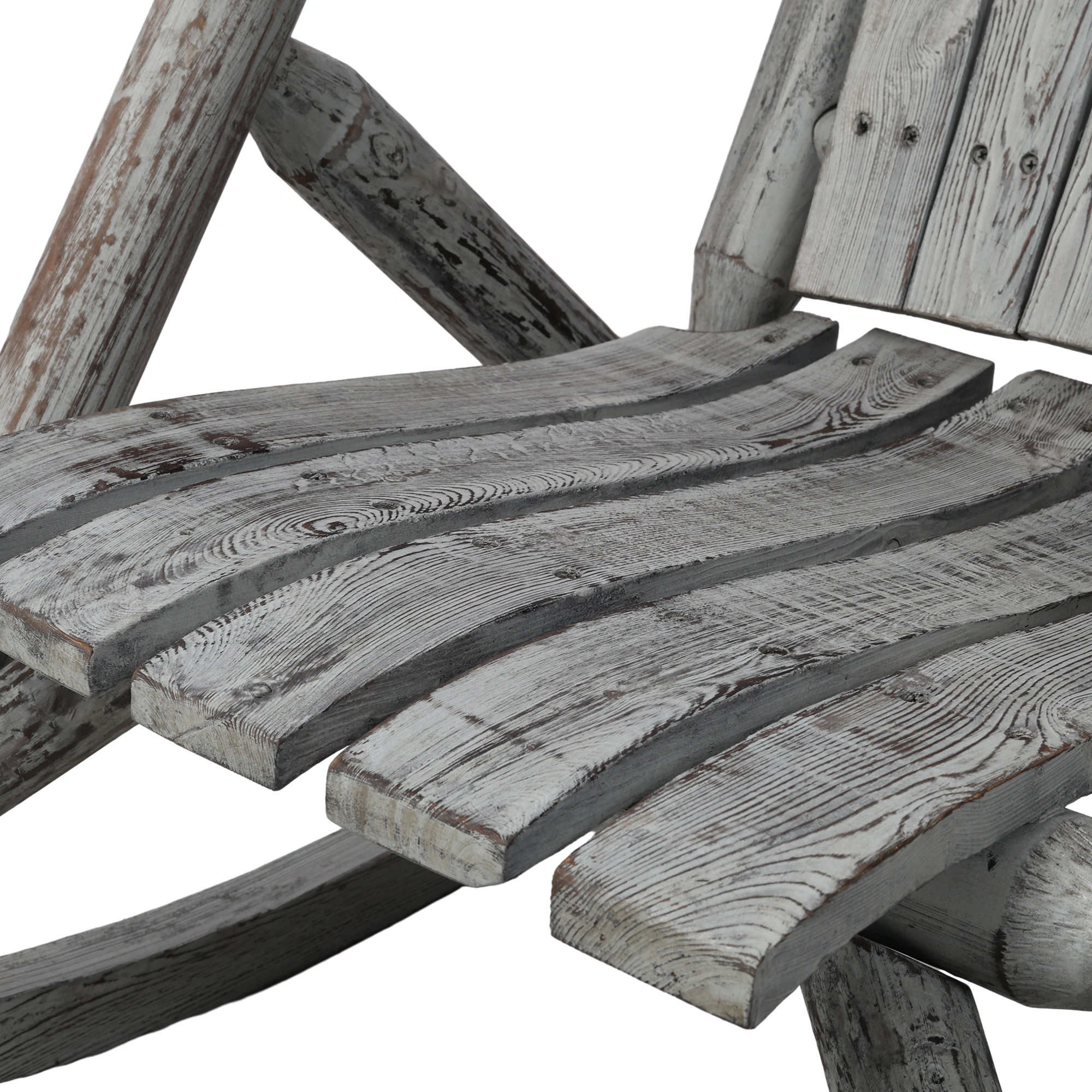 Wooden Porch Rocking Chair, Fir Wood Garden Rocker for Patio Outdoor Seating, Light Gray view 13