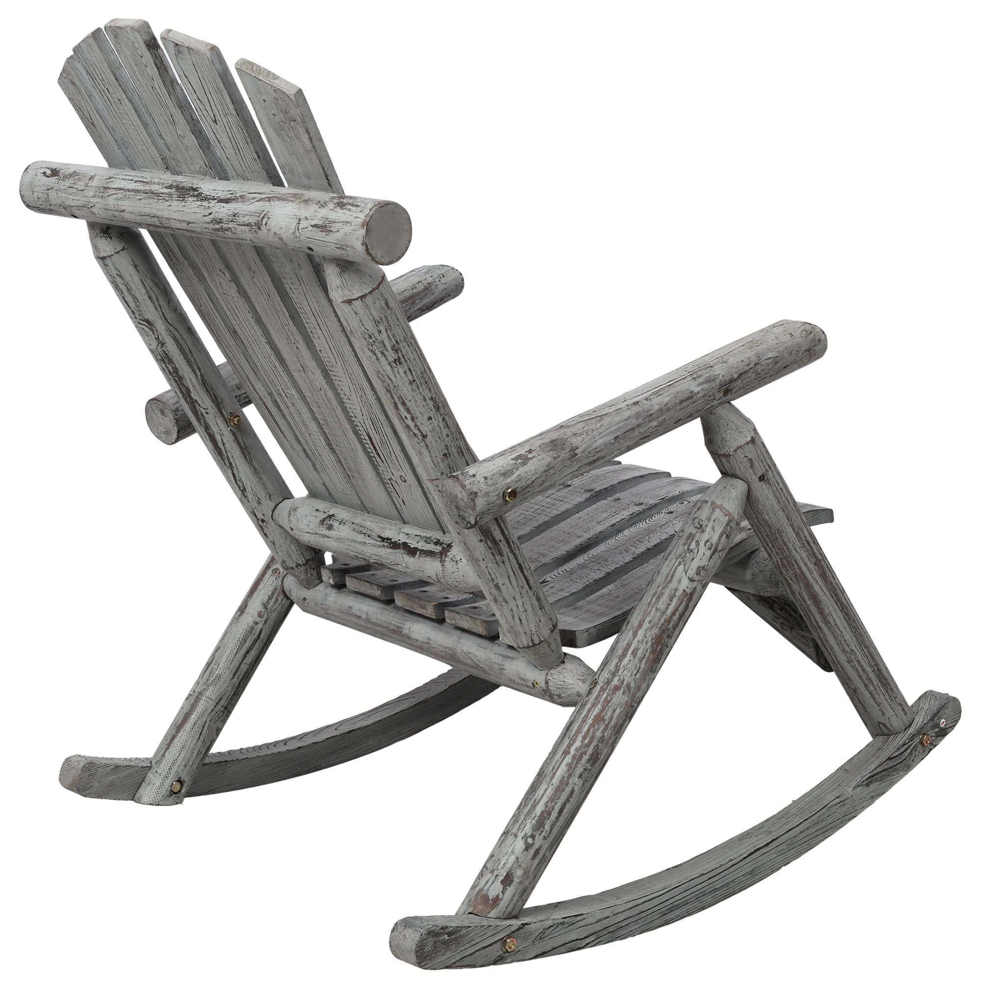 Wooden Porch Rocking Chair, Fir Wood Garden Rocker for Patio Outdoor Seating, Light Gray view 2
