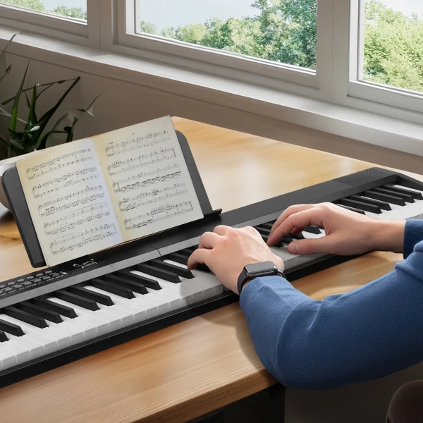 GPP-106 88 Key Folding Piano Semi-Weighted Standard Keyboards Digital Piano with MIDI Bluetooth, Handbag, Headphone, for Piano Lover Black color view 4