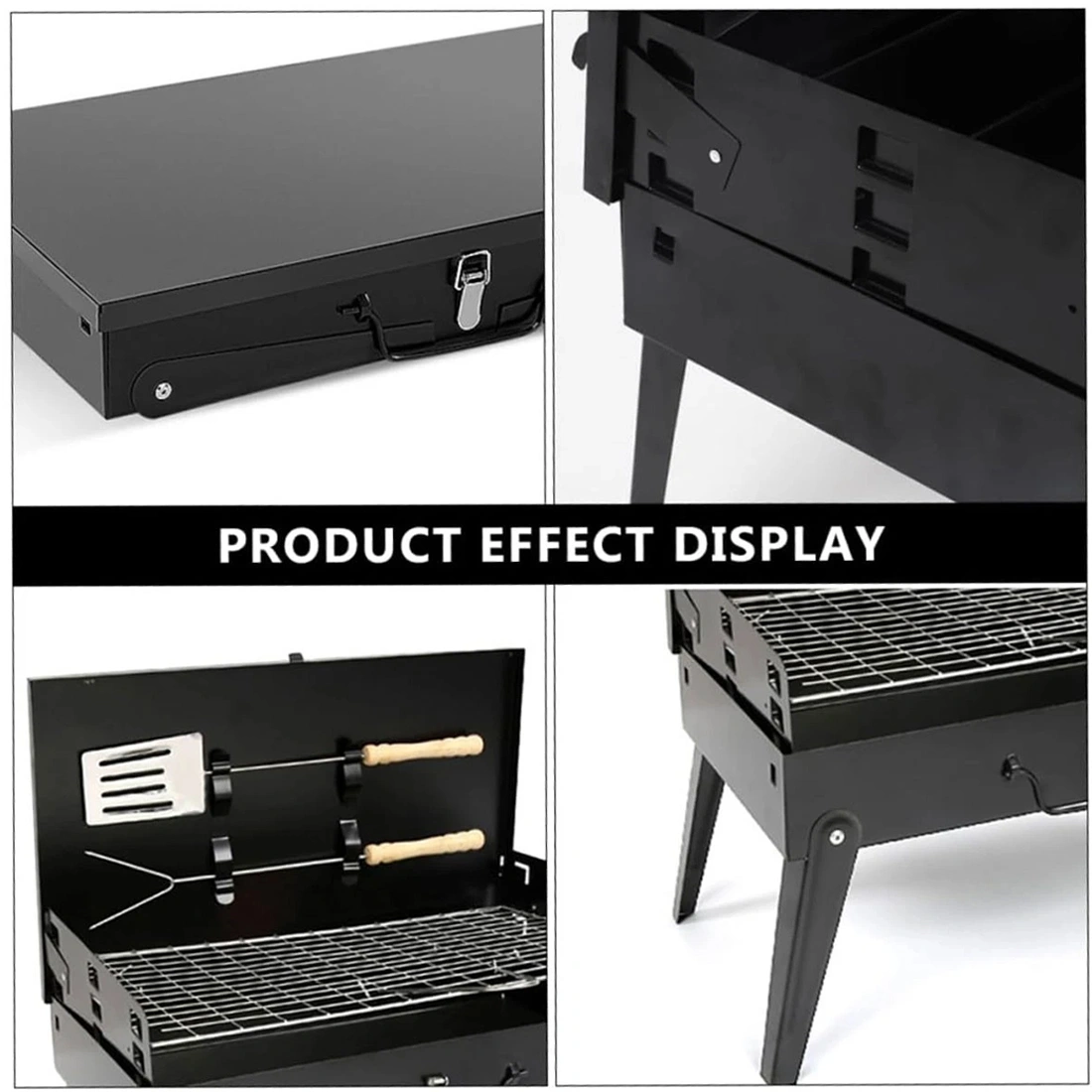 Portable Folding Charcoal BBQ Grill, Camping Outdoor Travel Picnic Barbecue view 5