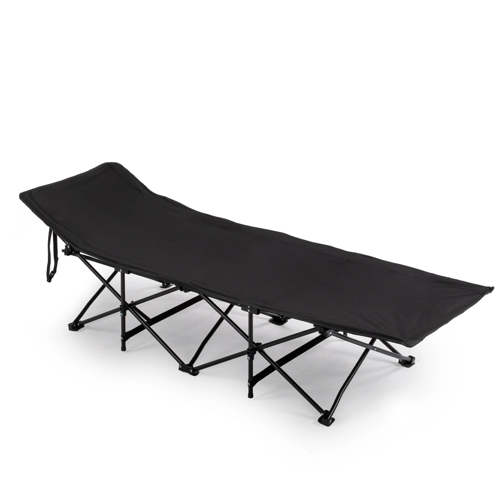 Folding Camping Cot Bed with Soft Pad, Portable Outdoor Cot, Adults Sleeping Bed for Home Office Nap Beach Travel, Black view 9