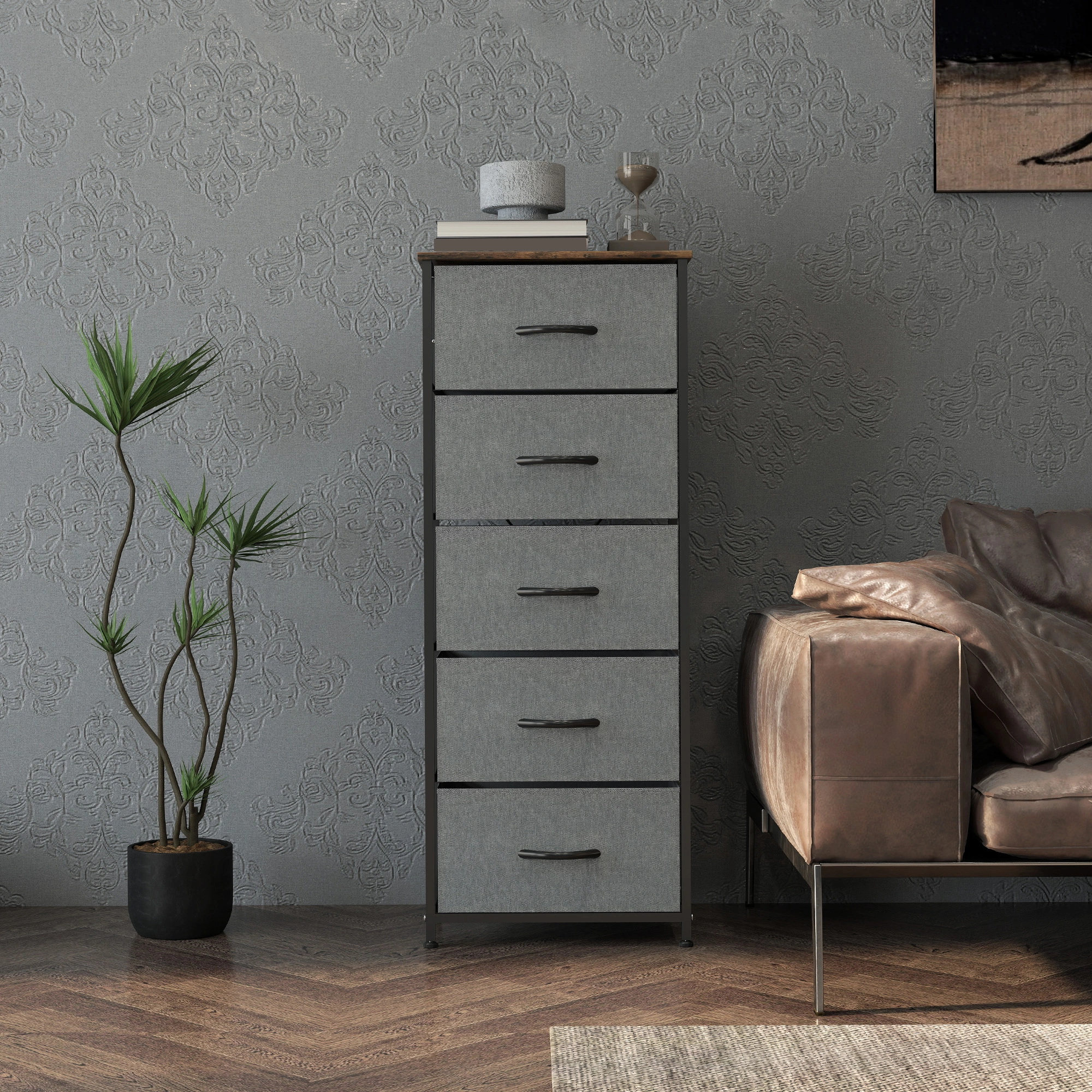 Wood Storage Chest of Drawers, Wooden Organizer Cabinet for Bedroom Hallway view 5