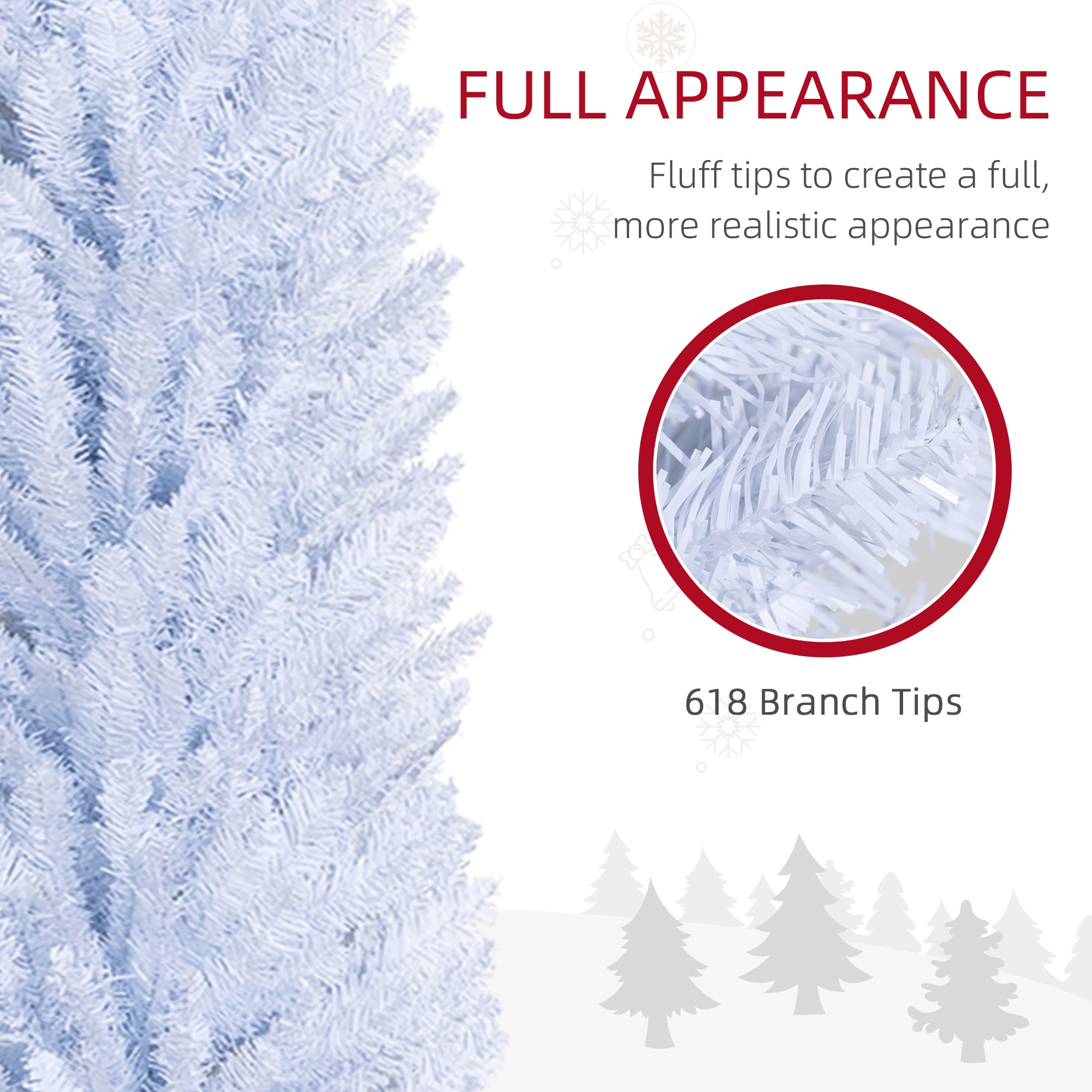 8' Artificial Pencil Christmas Tree, Slim Xmas Tree with 618 Realistic Branch Tips and Plastic Stand, White-Does not support self pick up view 10