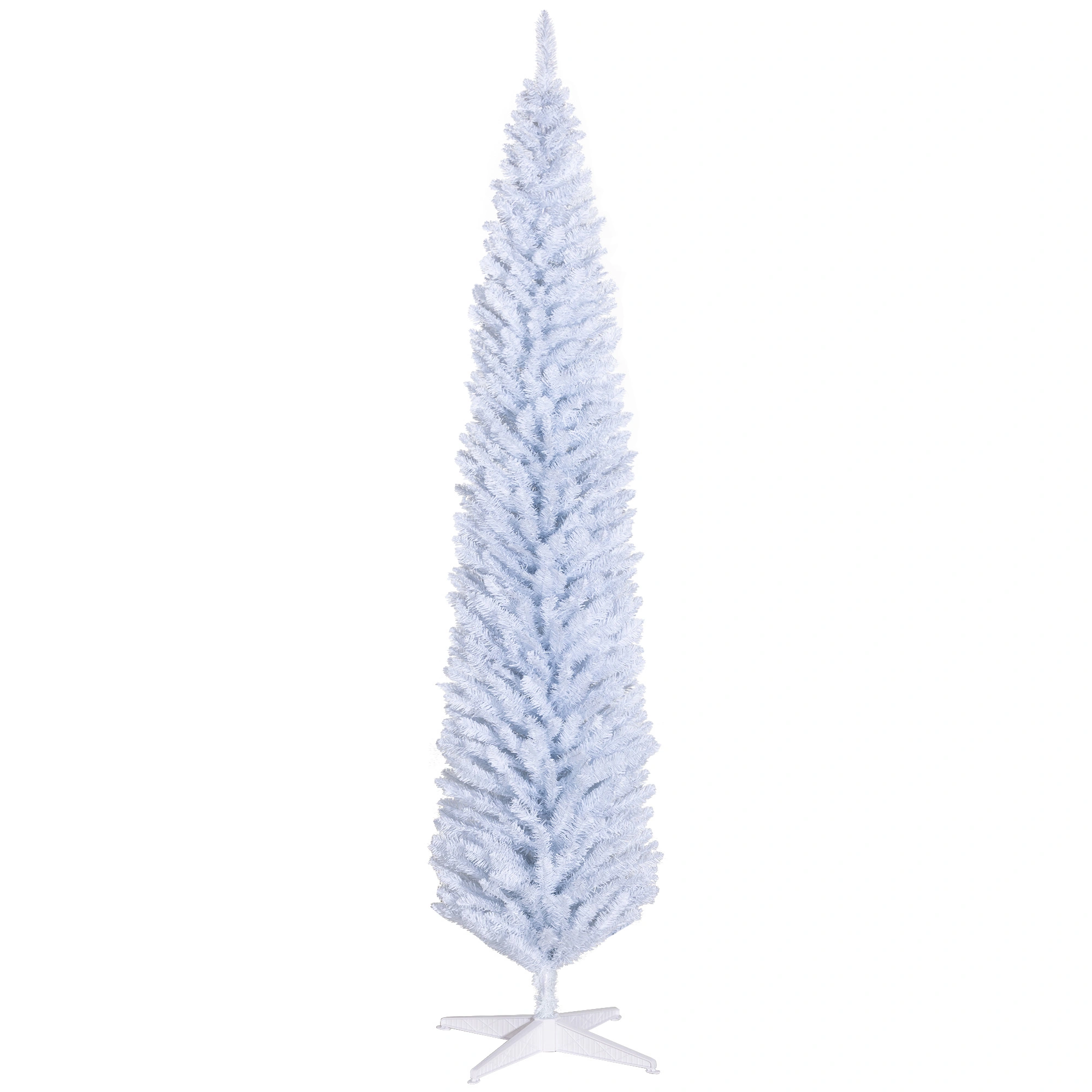 8' Artificial Pencil Christmas Tree, Slim Xmas Tree with 618 Realistic Branch Tips and Plastic Stand, White-Does not support self pick up view 9