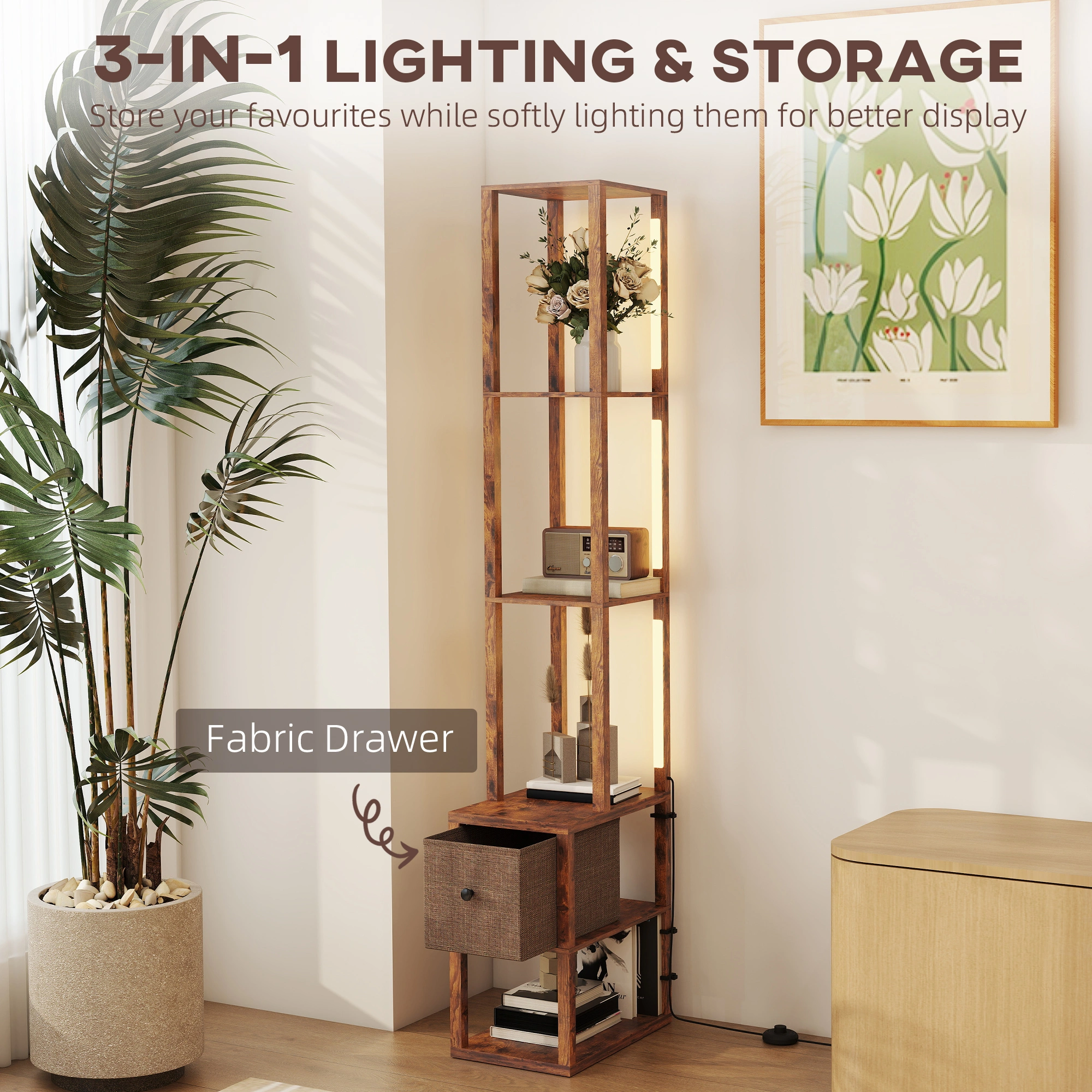 Bathroom Storage Cabinet, White Freestanding Floor Organizer with Shelf & Doors, Tall Vanity Side Unit for Bathroom, Bedroom, Living Room view 4