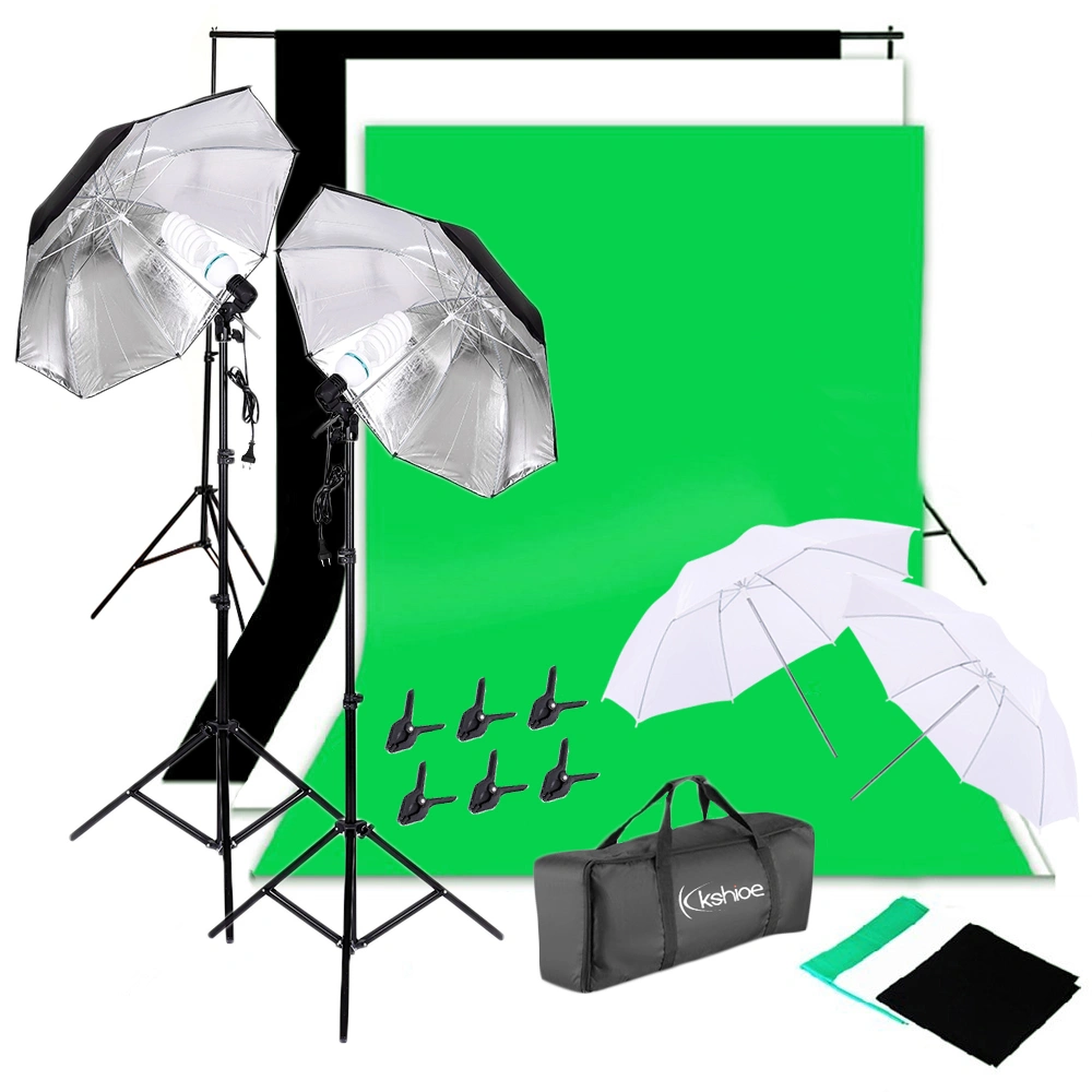 135W Black Silver Backdrop Support System Muslin Background Panel Kit Stand Clamp Set