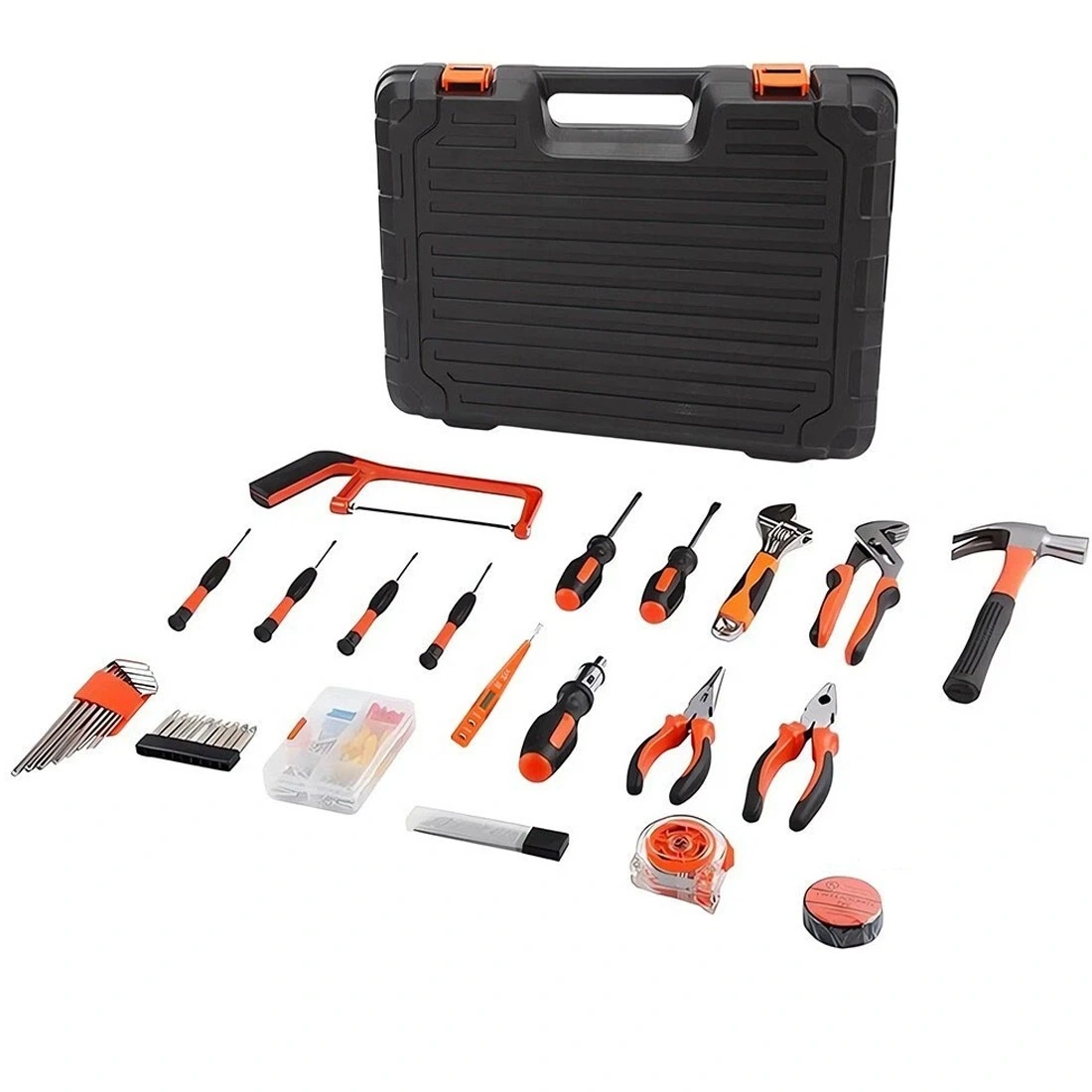 100 Piece General Household Hand Tool Kit Set with Toolbox Storage Case for Home Repair Maintenance view 3