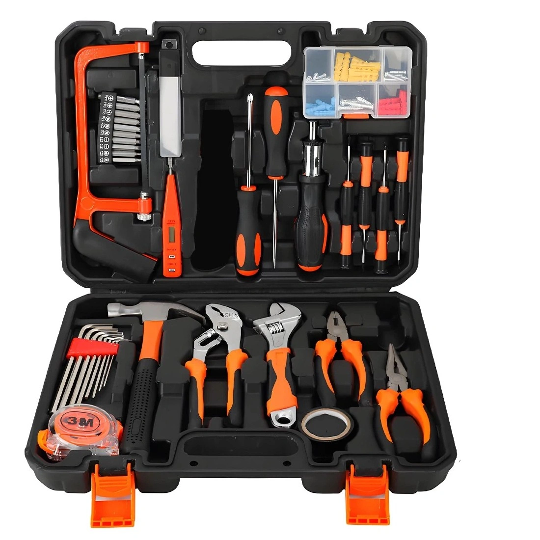 100 Piece General Household Hand Tool Kit Set with Toolbox Storage Case for Home Repair Maintenance view 4