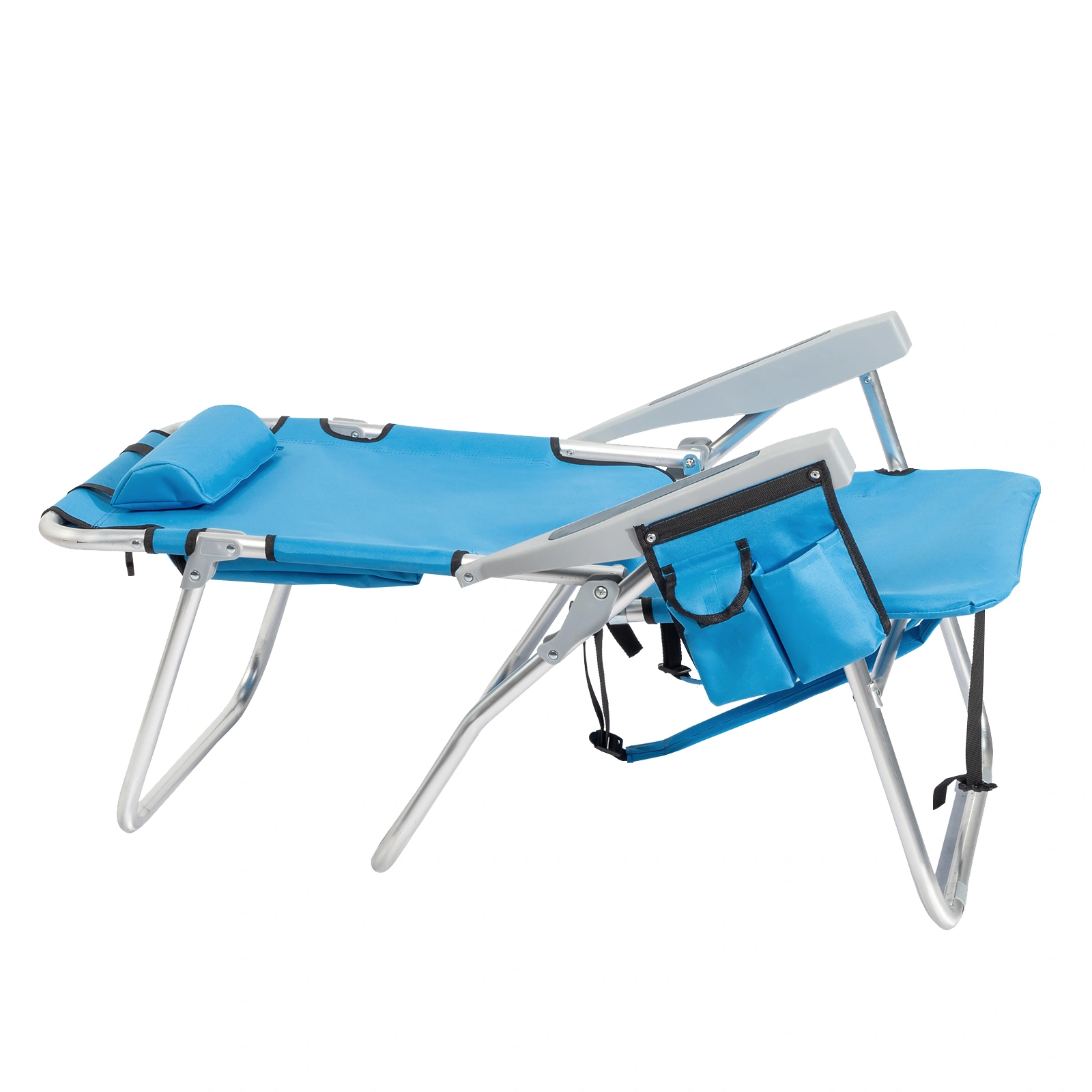 63*70*99cm Heightened Oxford Cloth Silver White Aluminum Tube Bearing 100kg Beach Chair Blue view 19
