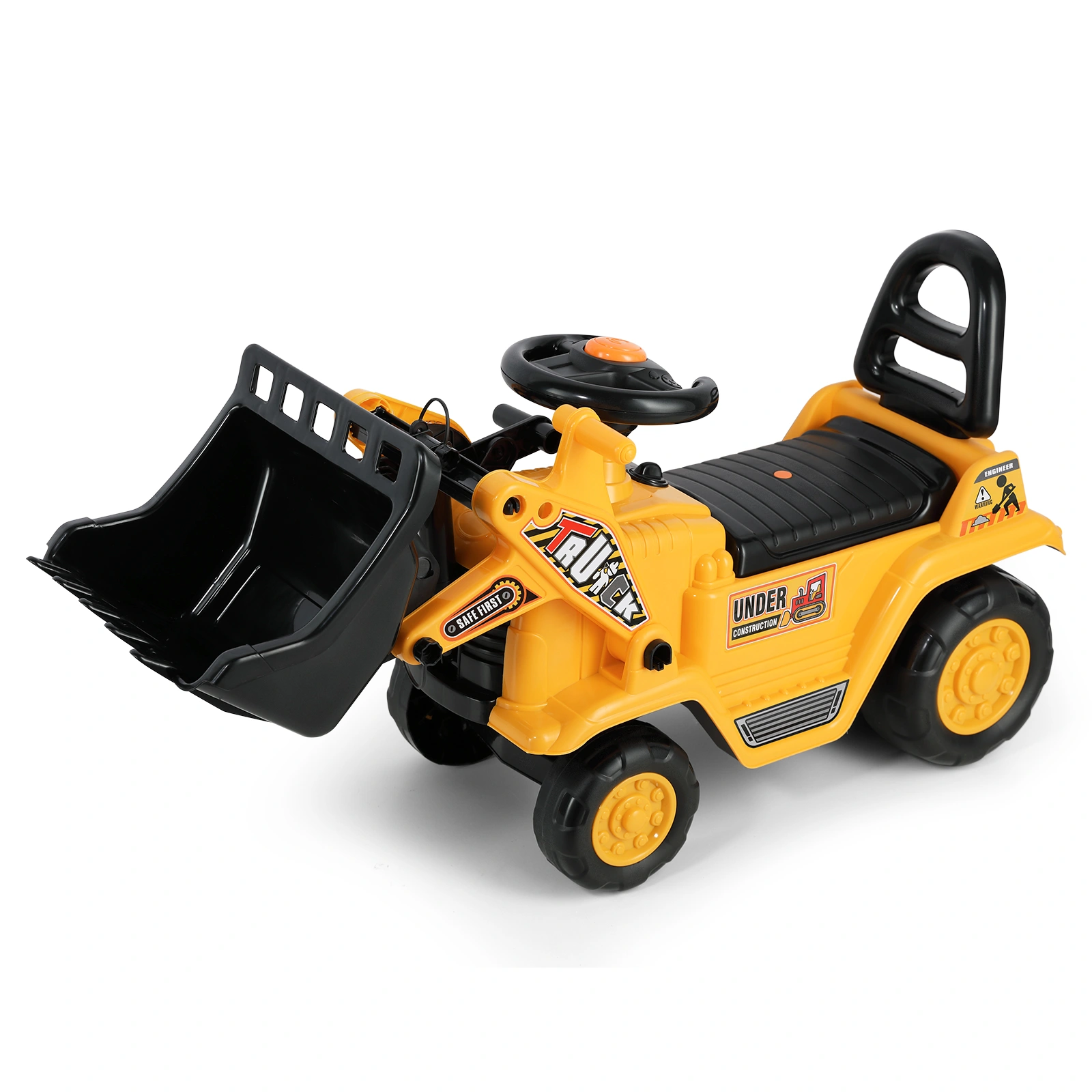 Push Tractor for Kids with Storage Compartment, Walking Excavator Toy Car, 2-in-1 Ride-On Digger for Toddlers view 2