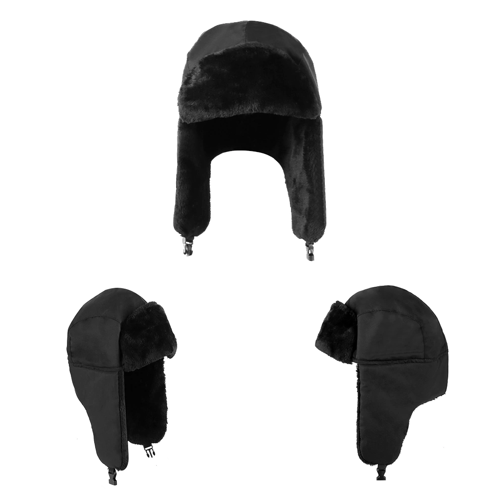 Winter Fleece Trapper Hat with Ear Flaps, Warm Faux Fur Trim Balaclava Cap, Waterproof Windproof Hunting Beanie for Men Women view 3