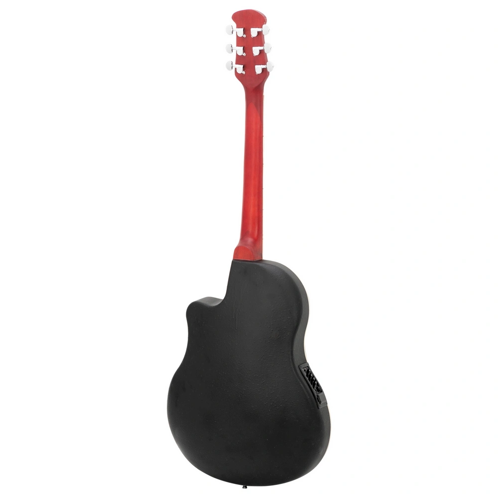 41 inch Full-Size Cutaway Acoustic-Electric Guitar Grape Voice Hole Spruce Top Round Back Sunset Red view 23