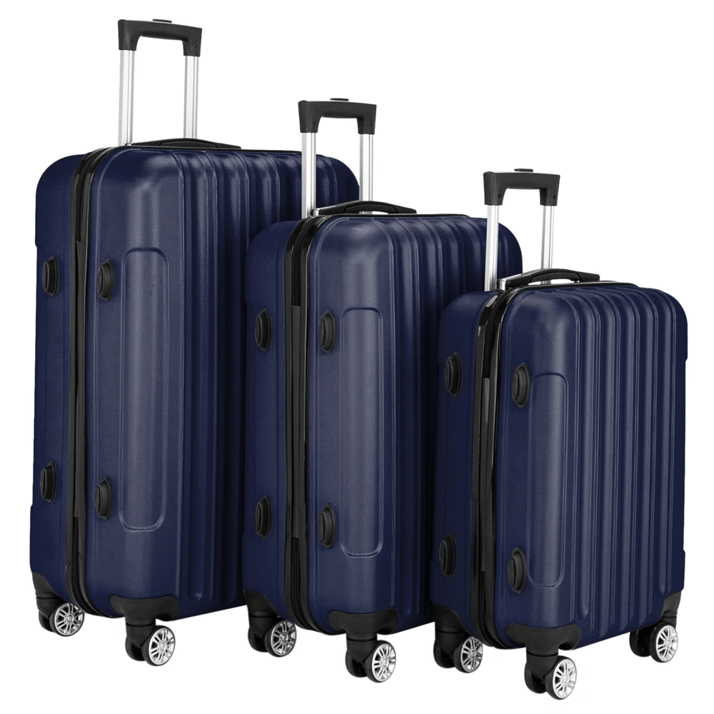3pcs Lightweight ABS Spinner Suitcase Set, 4-Wheel Carry-On Hand Luggage Trolley Travel Bag
