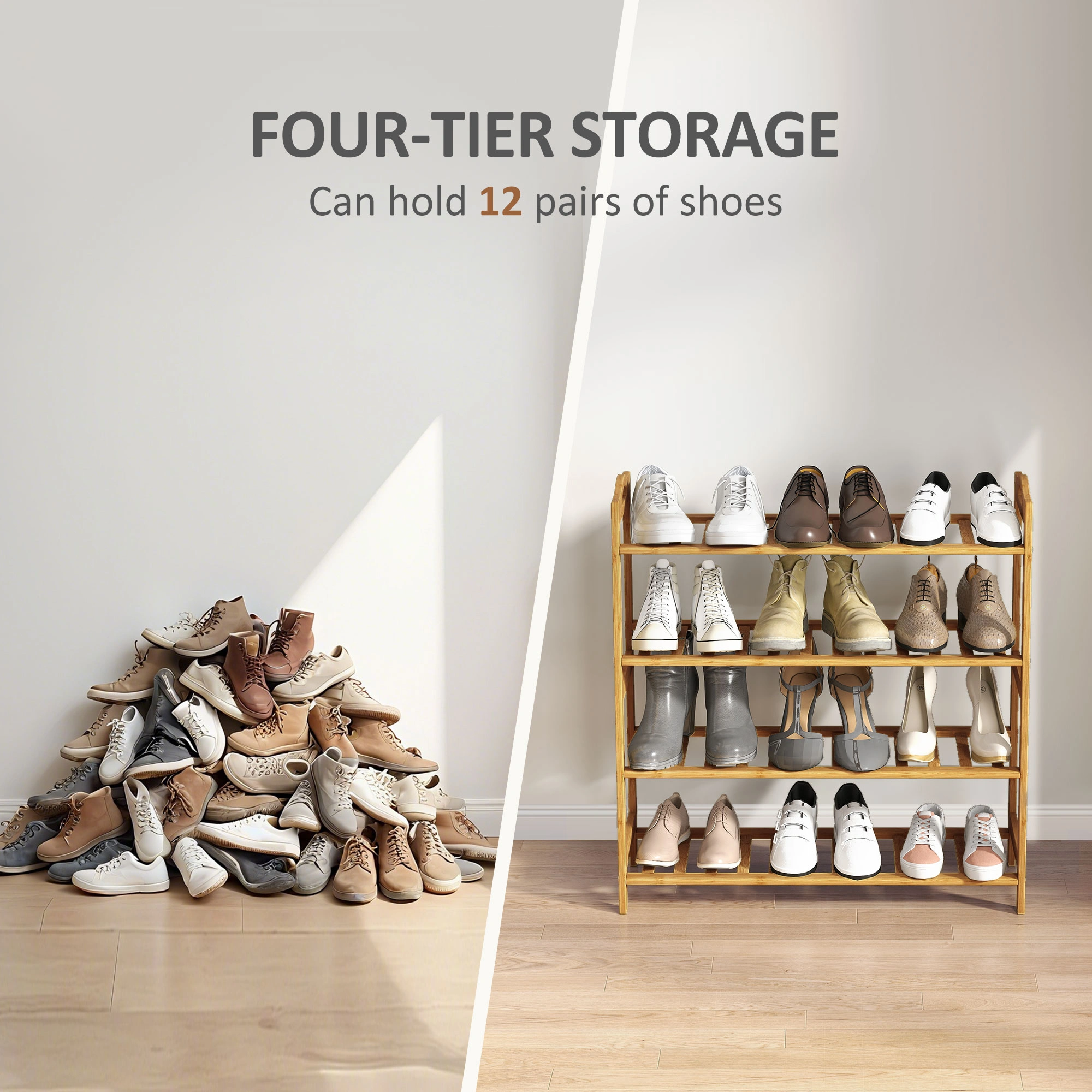 Shoe Storage Cabinet with Doors - Multi-Tier Shoe Rack Organizer, Entryway Shoes Storage Solution view 4