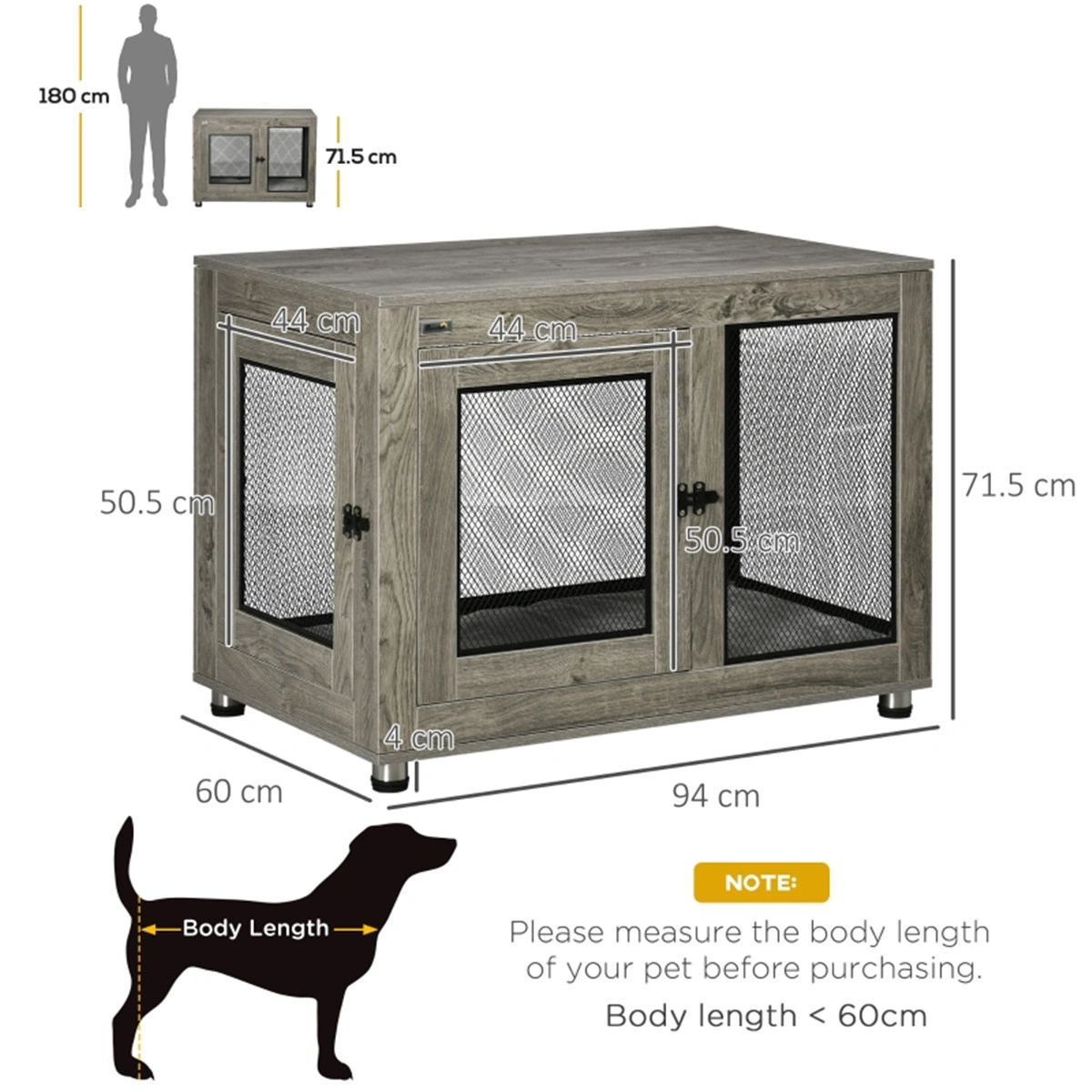 Large Dog Crate with Tray, Heavy Duty Metal Pet Kennel, Foldable Animal Cage with Double Doors for Indoor Use view 3