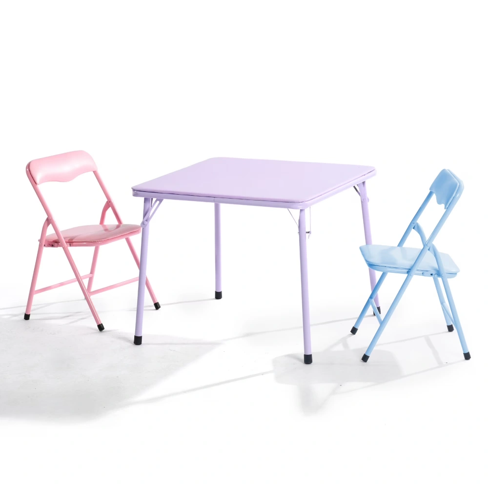 Kids Activity Table and 2 Chairs Set, 3-Piece Folding Play Table Set, Pastel Multicolor (Shipment from Walmart)