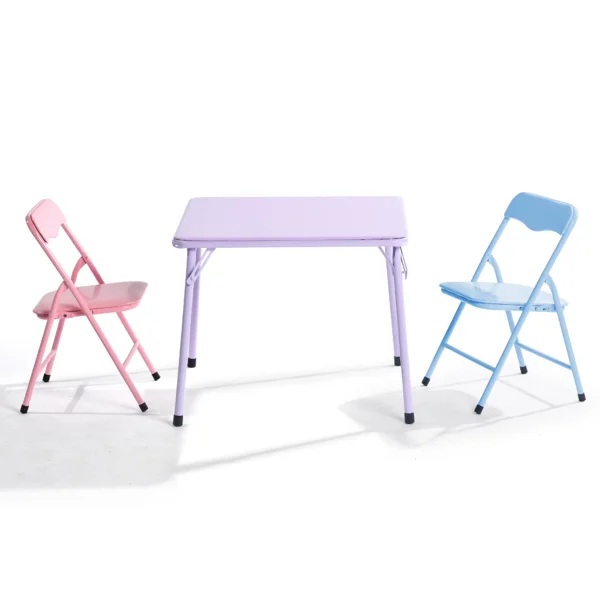 Kids Activity Table and 2 Chairs Set, 3-Piece Folding Play Table Set, Pastel Multicolor (Shipment from Walmart) view 3