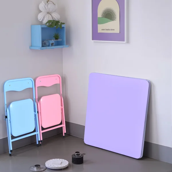 Kids Activity Table and 2 Chairs Set, 3-Piece Folding Play Table Set, Pastel Multicolor (Shipment from Walmart) view 4