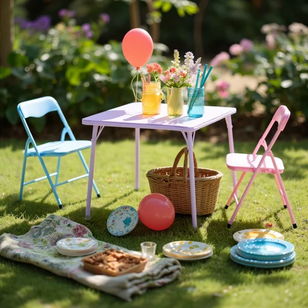 Kids Activity Table and 2 Chairs Set, 3-Piece Folding Play Table Set, Pastel Multicolor (Shipment from Walmart) view 6