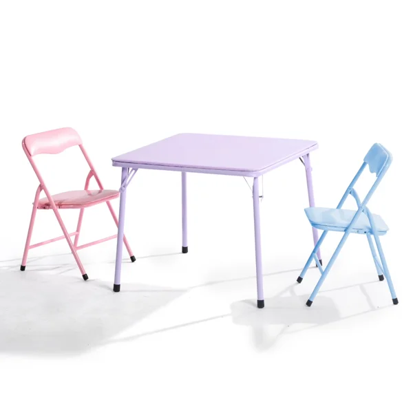 Kids Activity Table and 2 Chairs Set, 3-Piece Folding Play Table Set, Pastel Multicolor (Shipment from Walmart)