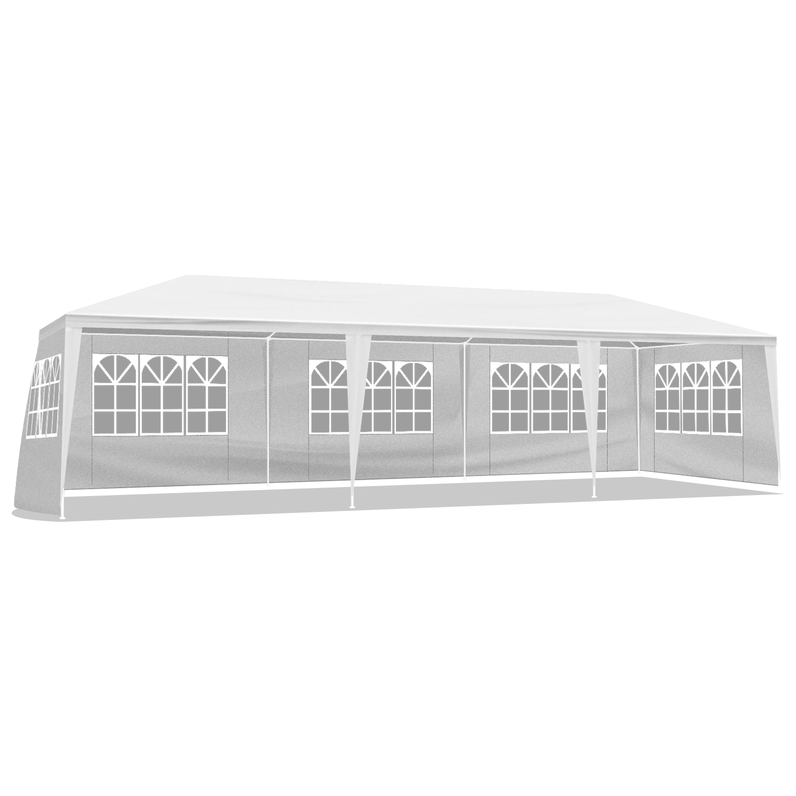 10'x30' White Outdoor Party Tent Gazebo with 8 Removable Sidewalls, Waterproof Canopy for Patio, Wedding, Events, and Garden Use view 3