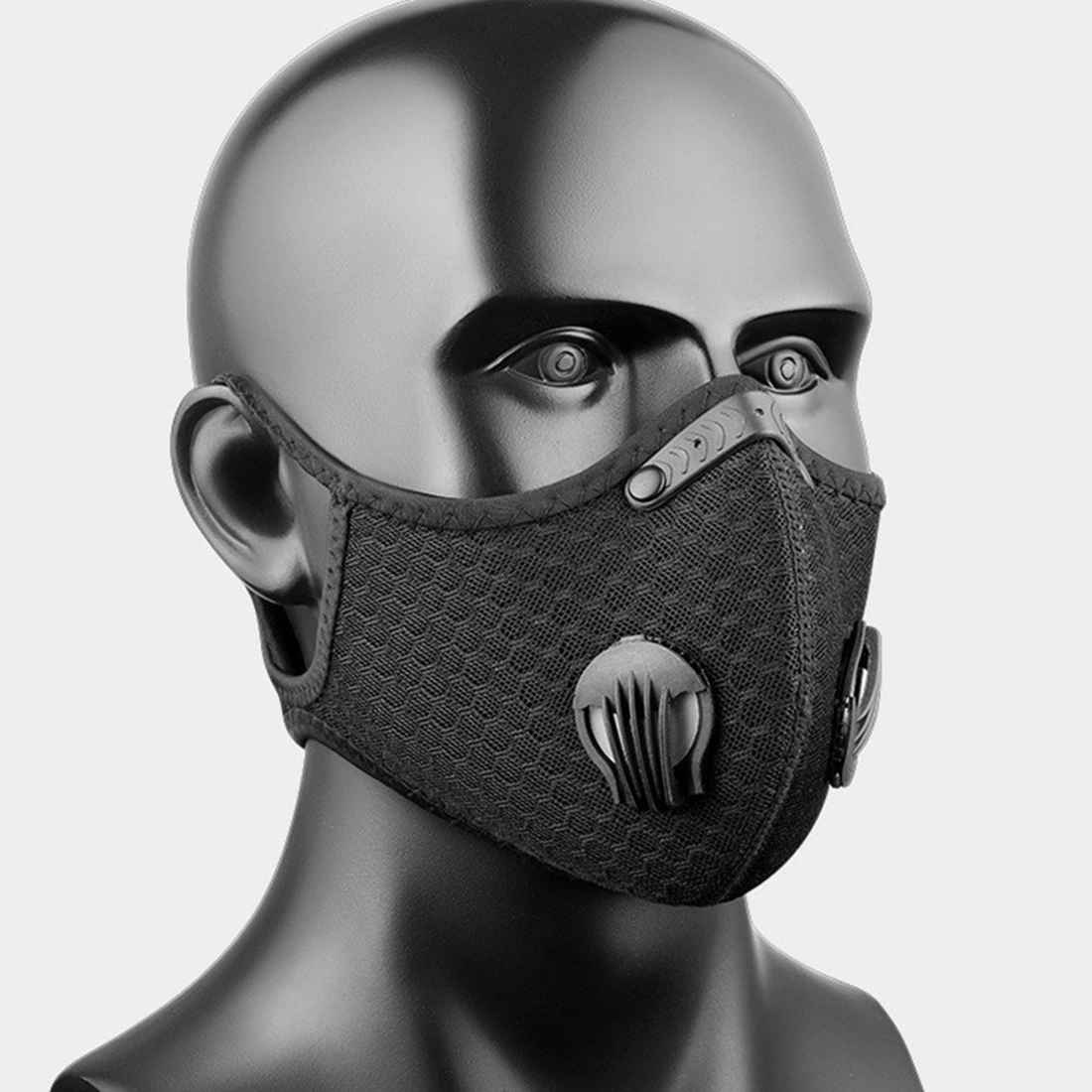 Reusable Half Face Cover Mask w/ Filter Cycling Outdoor Sport Face Mask Black view 2