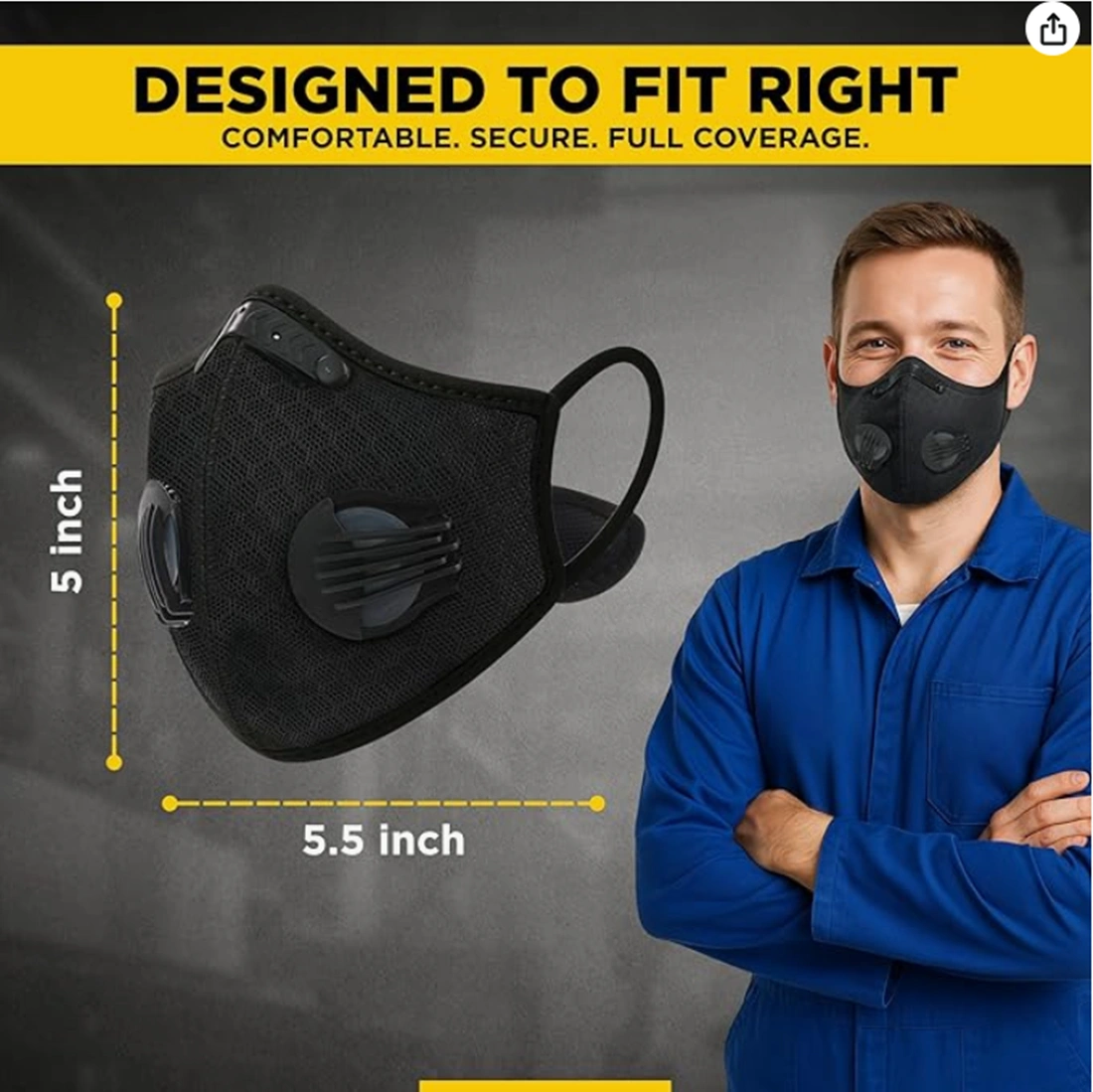 Reusable Half Face Cover Mask w/ Filter Cycling Outdoor Sport Face Mask Black view 8