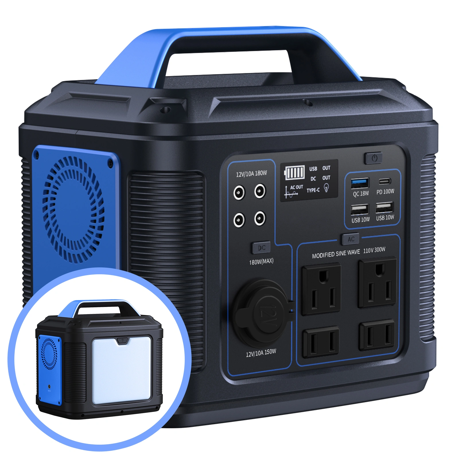300W Portable Power Station 296Wh 80000mAh Lithium Battery, Solar Generator for Camping RV Home