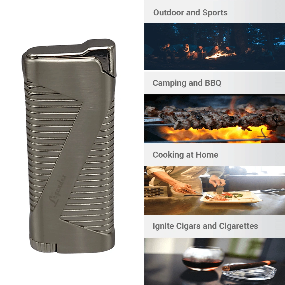 Legendex Pioneer Torch Lighter Silver Refillable Adjustable Flame Cigar Cigarette Kitchen Outdoor view 5