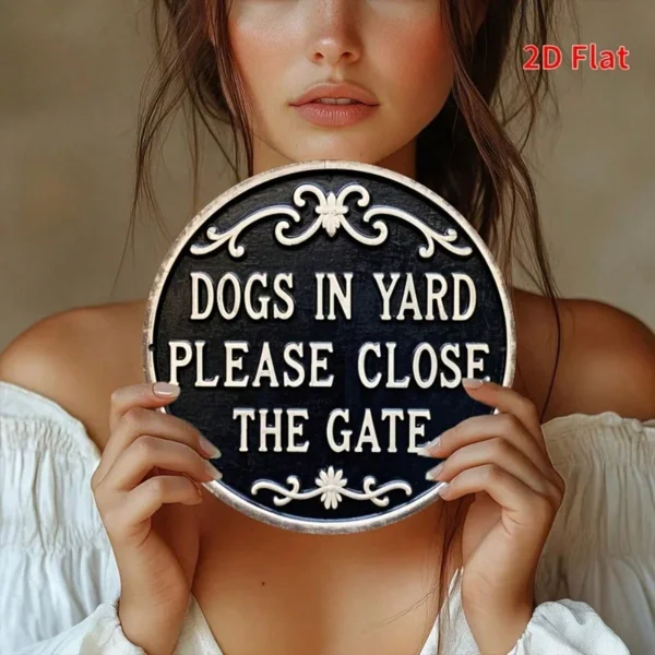 CIFbuy Dogs In Yard Please Close The Gate Round Metal Sign 8x8 Inch 2D Flat Printed Vintage Simple Wall Decor Funny Iron Art Sign 1Pcs (TikTok, TikTok, Pcs Self-pickup Logiopics) view 3