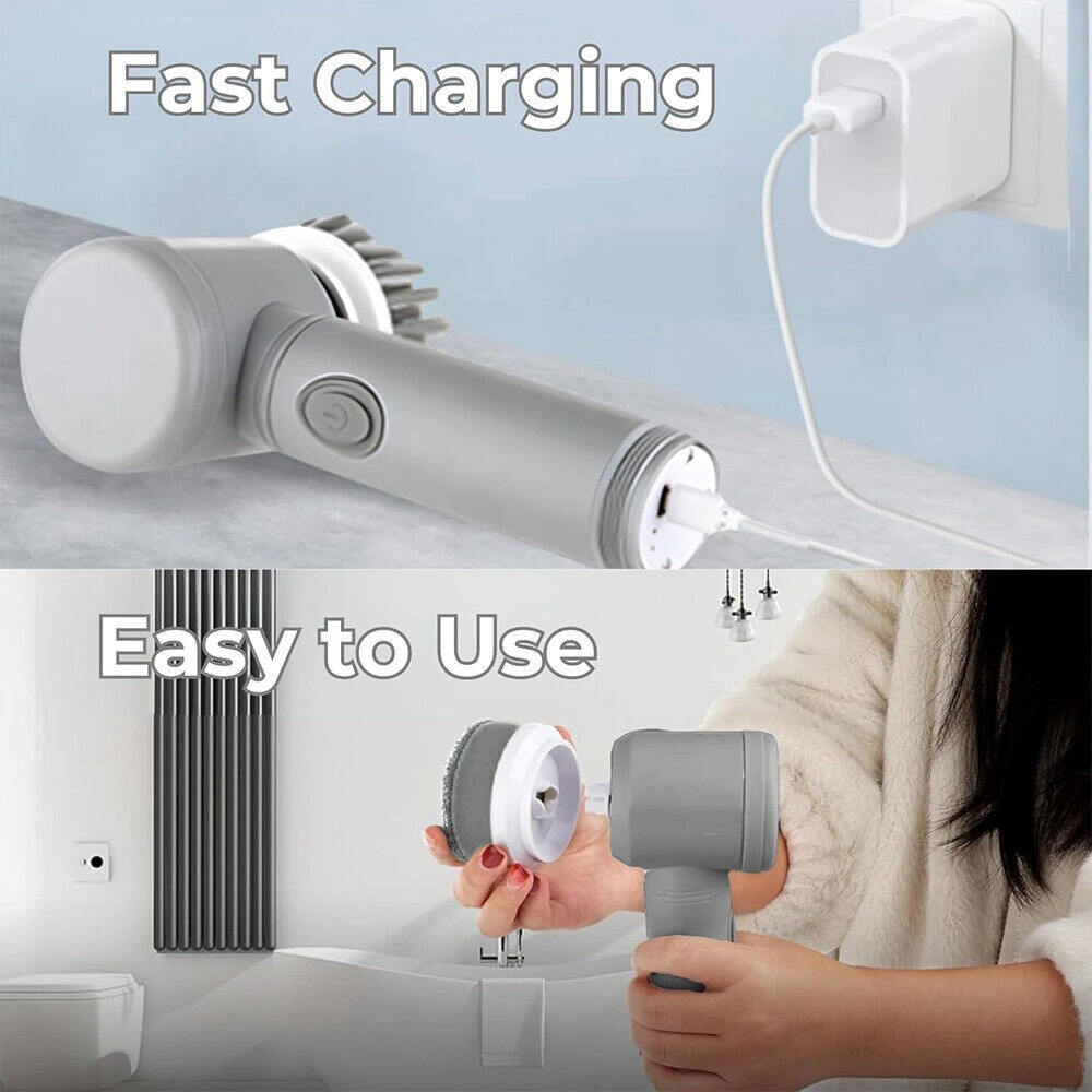 Rechargeable Cordless Electric Spin Scrubber, Turbo Cleaning Brush for Bathroom & Tile Cleaning view 2